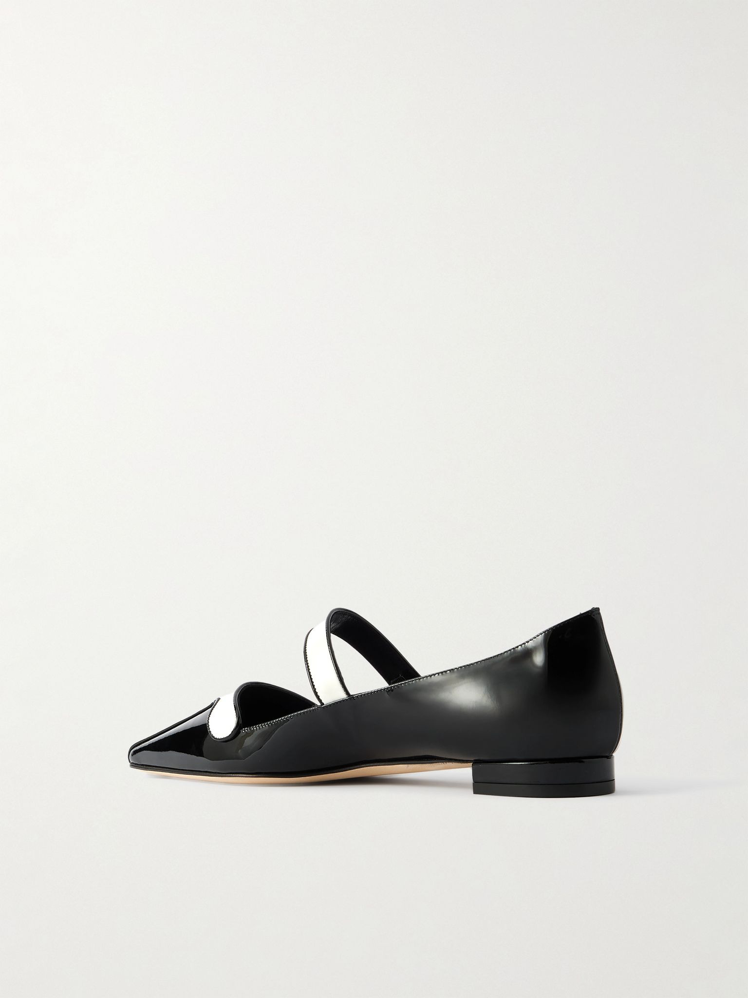 Ganeus two-tone patent-leather Mary-Jane point-toe flats Black - 3