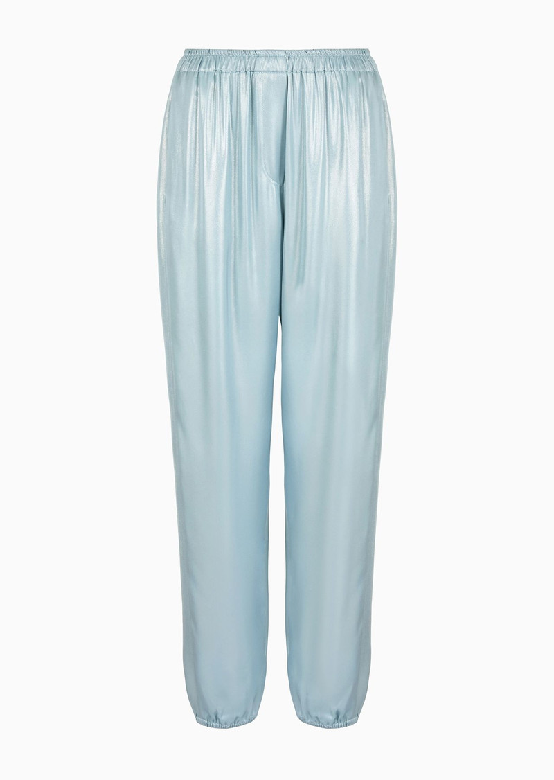 Straight trousers in laminated viscose satin 1