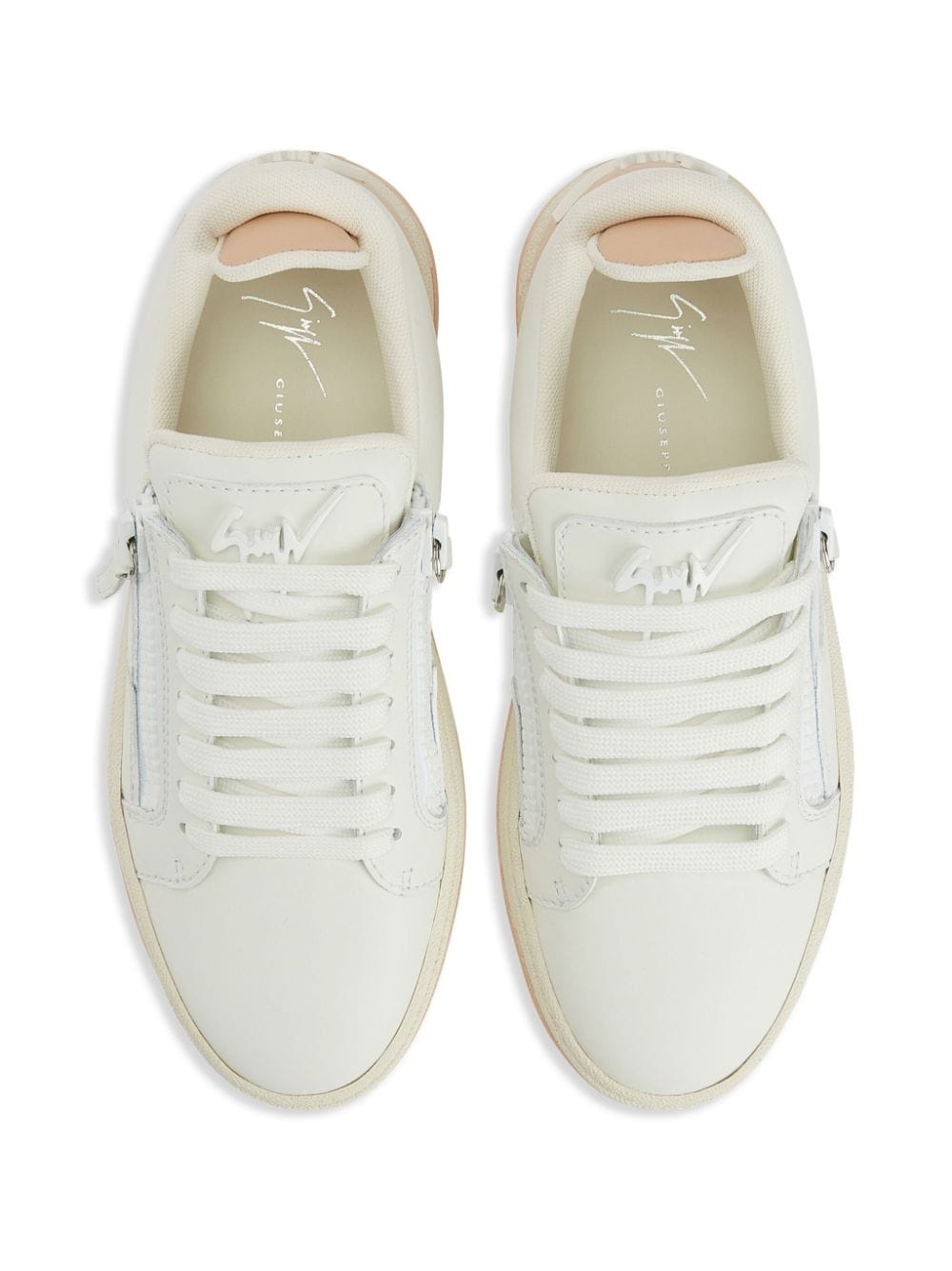 logo-embroidered leather sneakers - 4