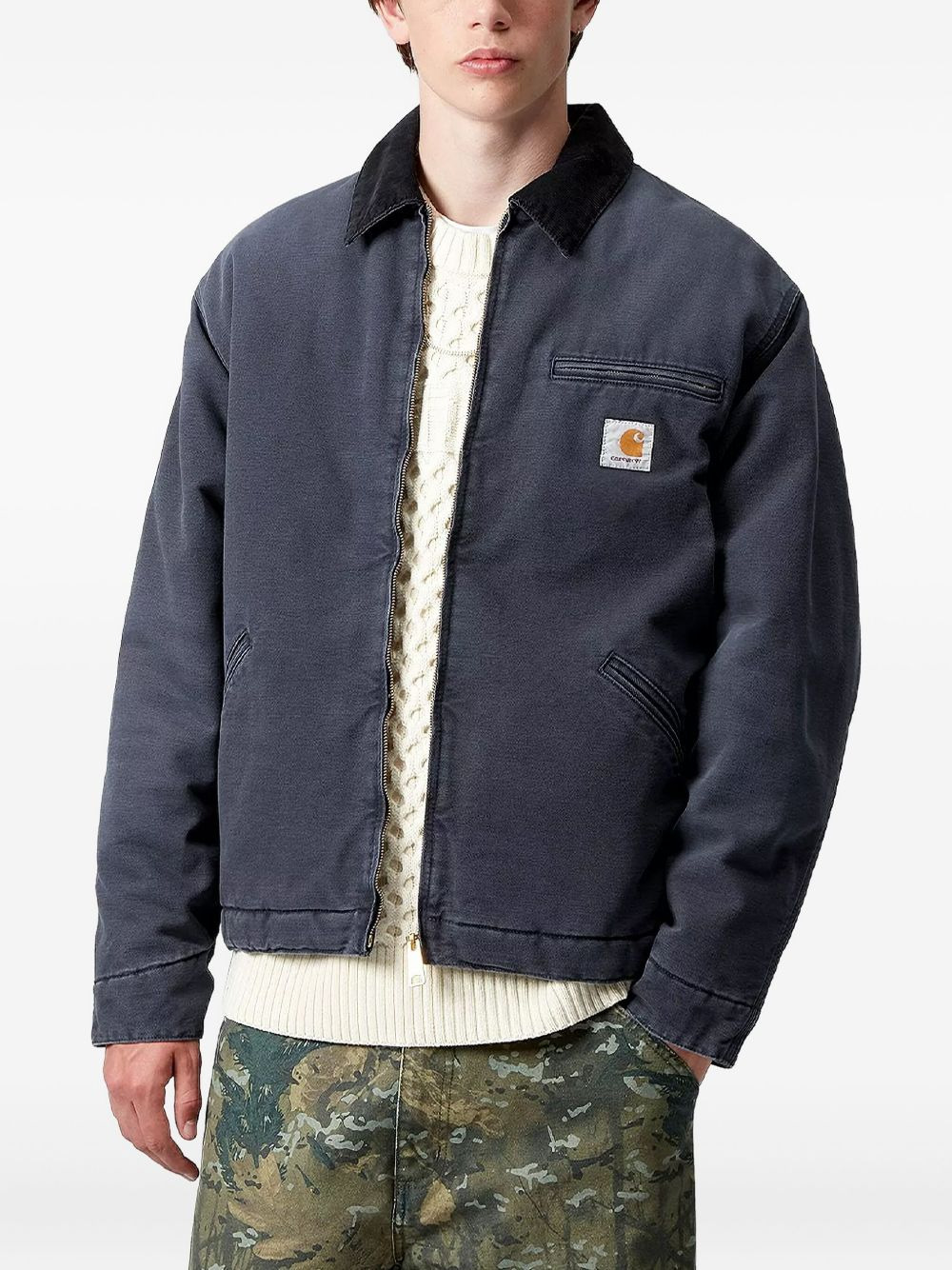 corduroy-collar quilted jacket - 3