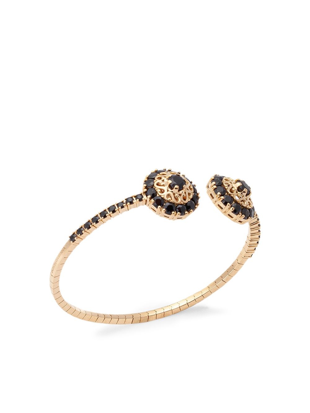18kt yellow gold Family rosette motif black sapphire cuff - 2