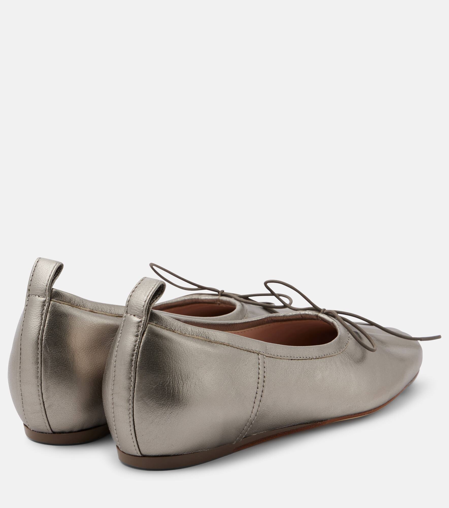 Classic pleated leather ballet flats - 3