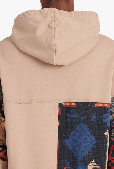 Beige cotton sweatshirt with multicolor patchwork print - 9