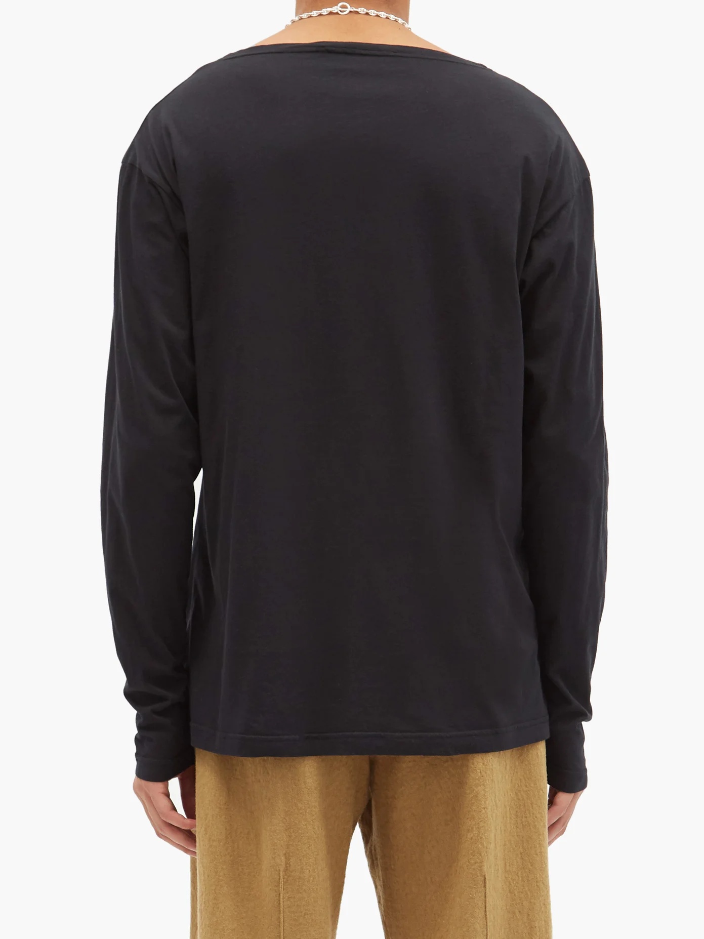 Boat-neck cotton-jersey long-sleeved T-shirt - 5