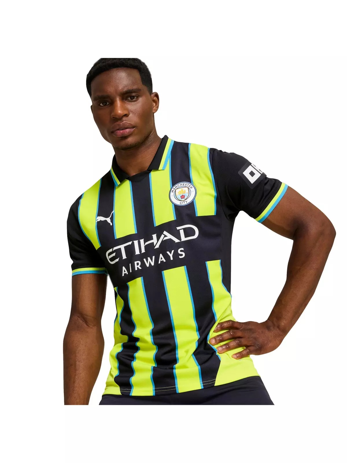 PUMA Men's Manchester City 24/25 Replica Away Soccer Jersey -Navy/Yellow - 1