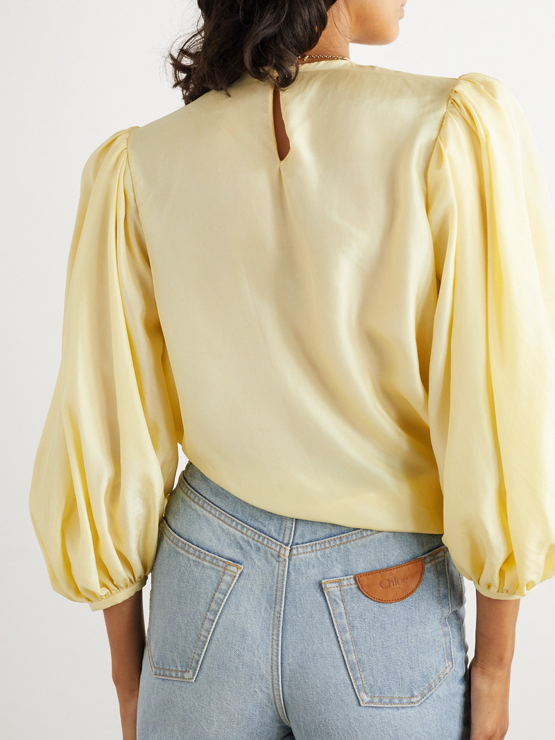 Draped Wrap-effect Cropped Silk-satin Blouse 3