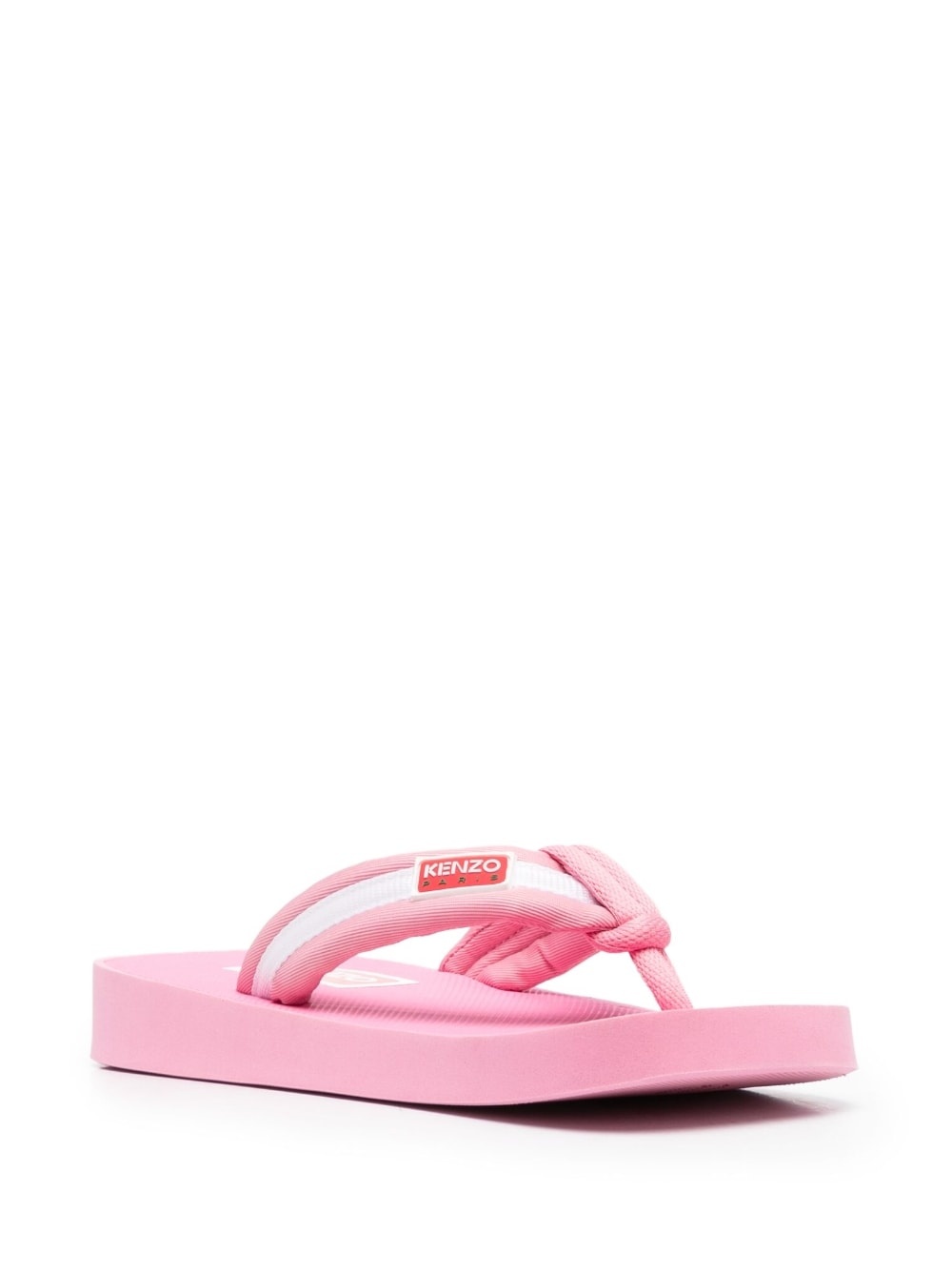 logo-patch striped flip flops - 2