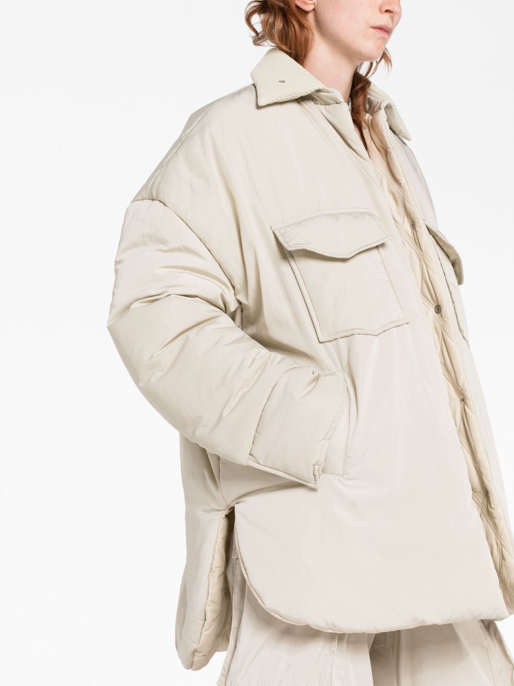 padded buttoned oversized coat - 3