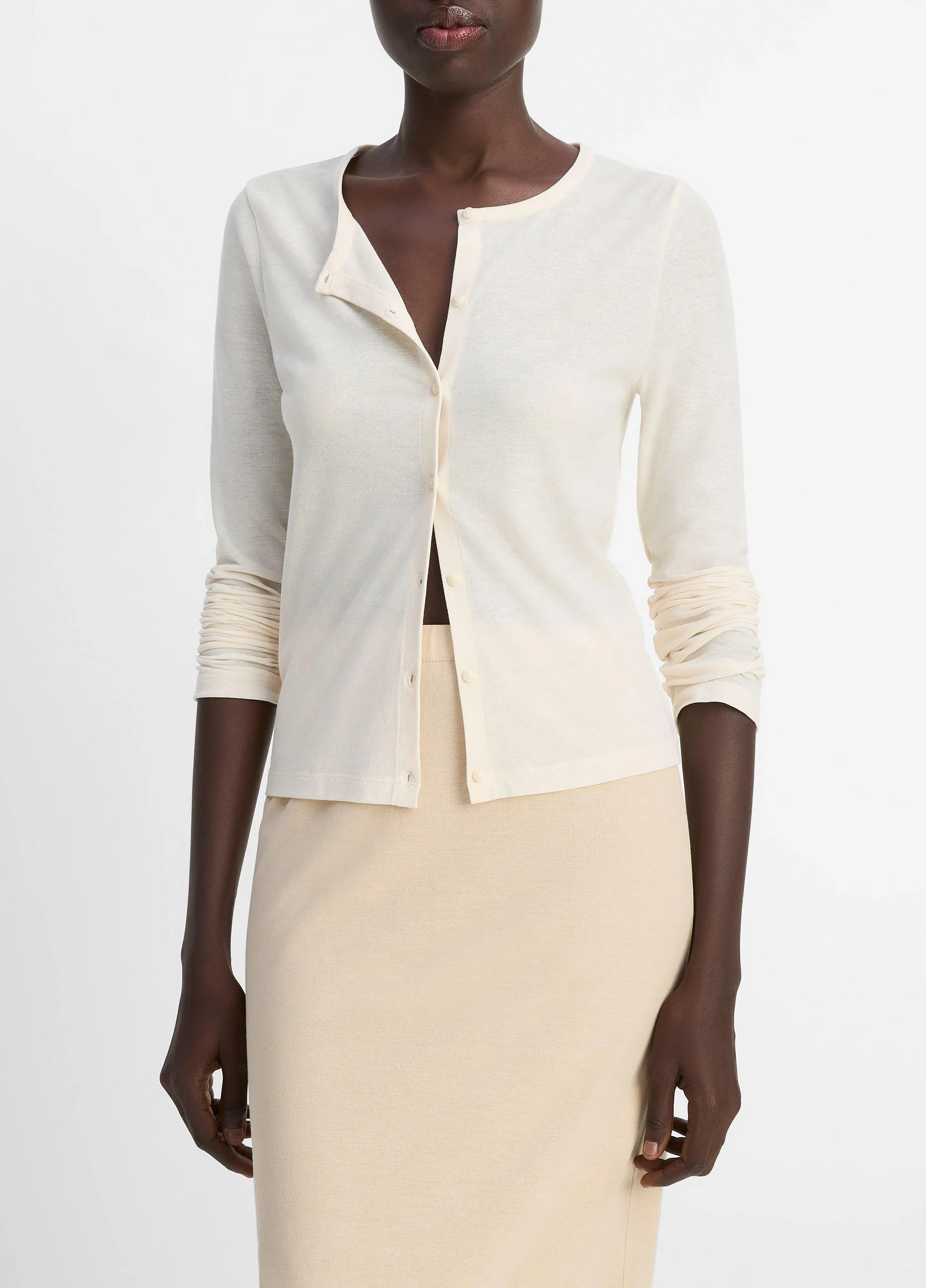 Cotton Crepe Jersey Cardigan - 1