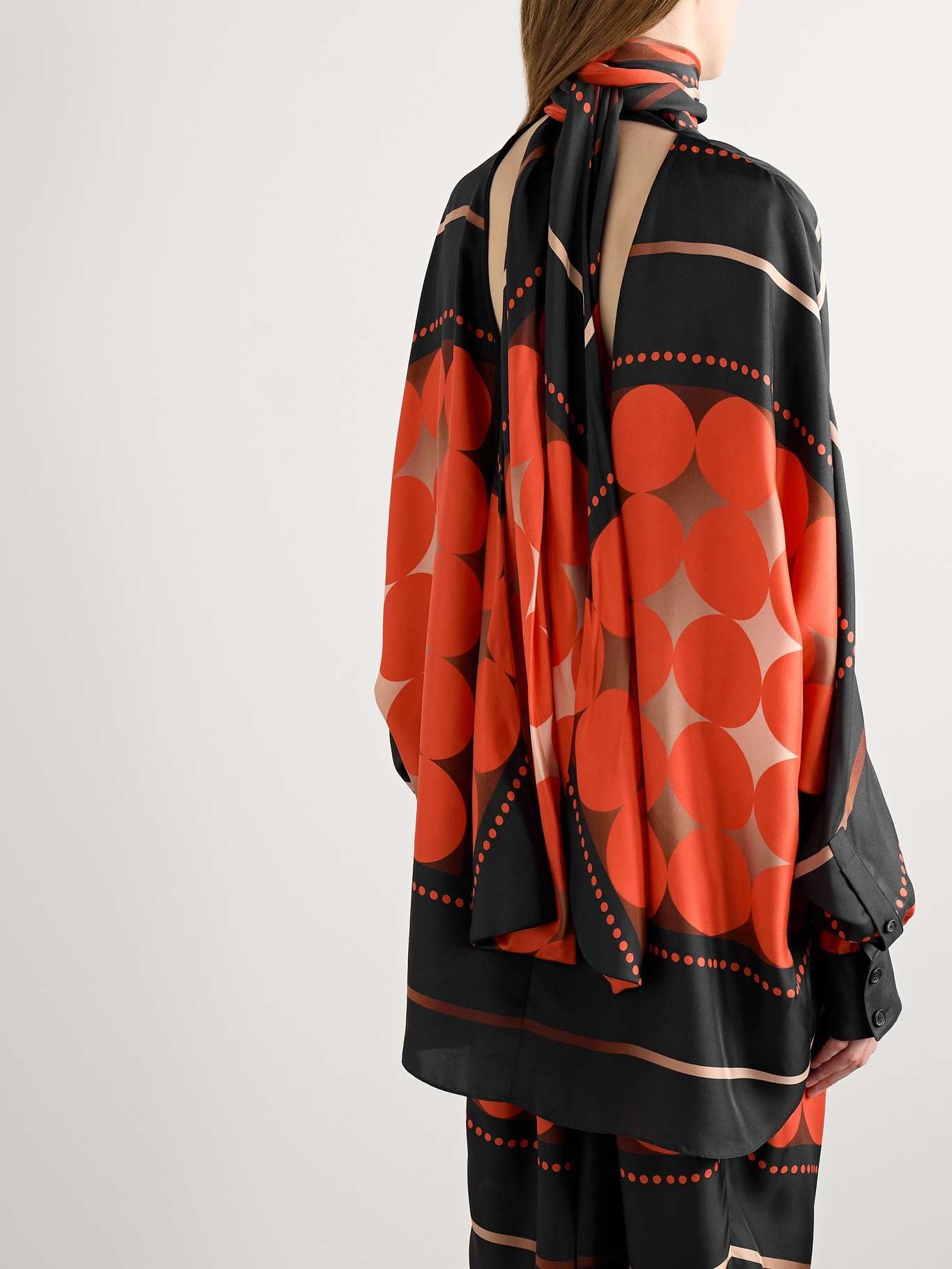 Bex tie-neck printed silk-twill blouse - 4