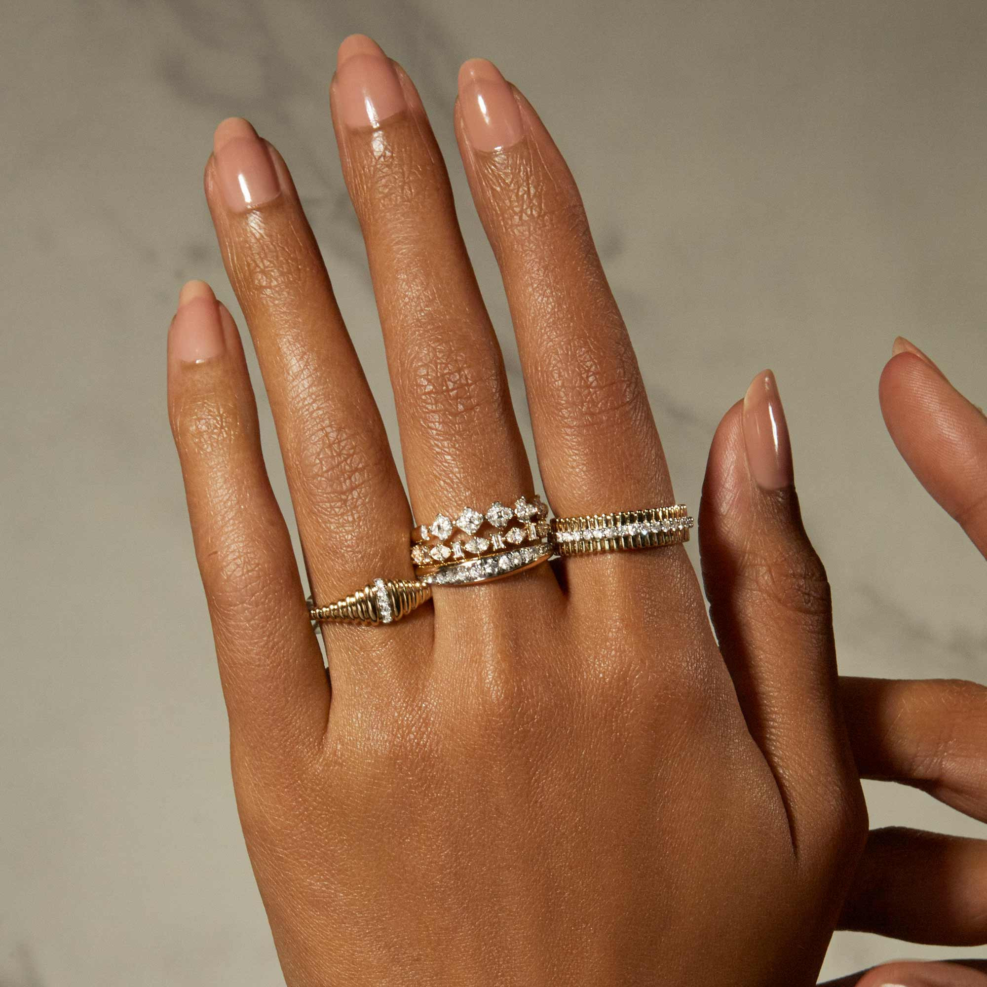 Twist Pave and Gold Band - 5