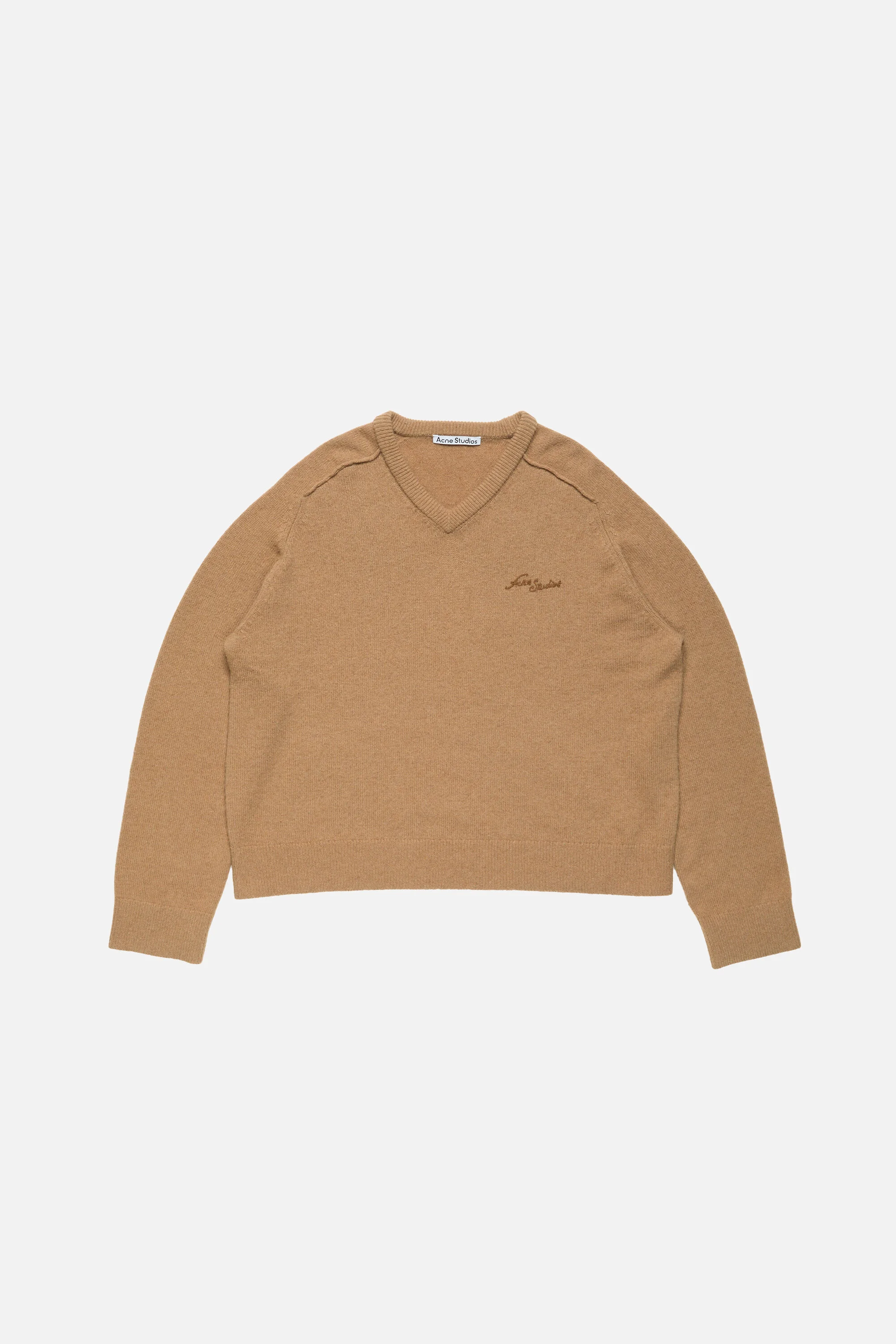 Camel hair v-neck sweater - Light camel - 1