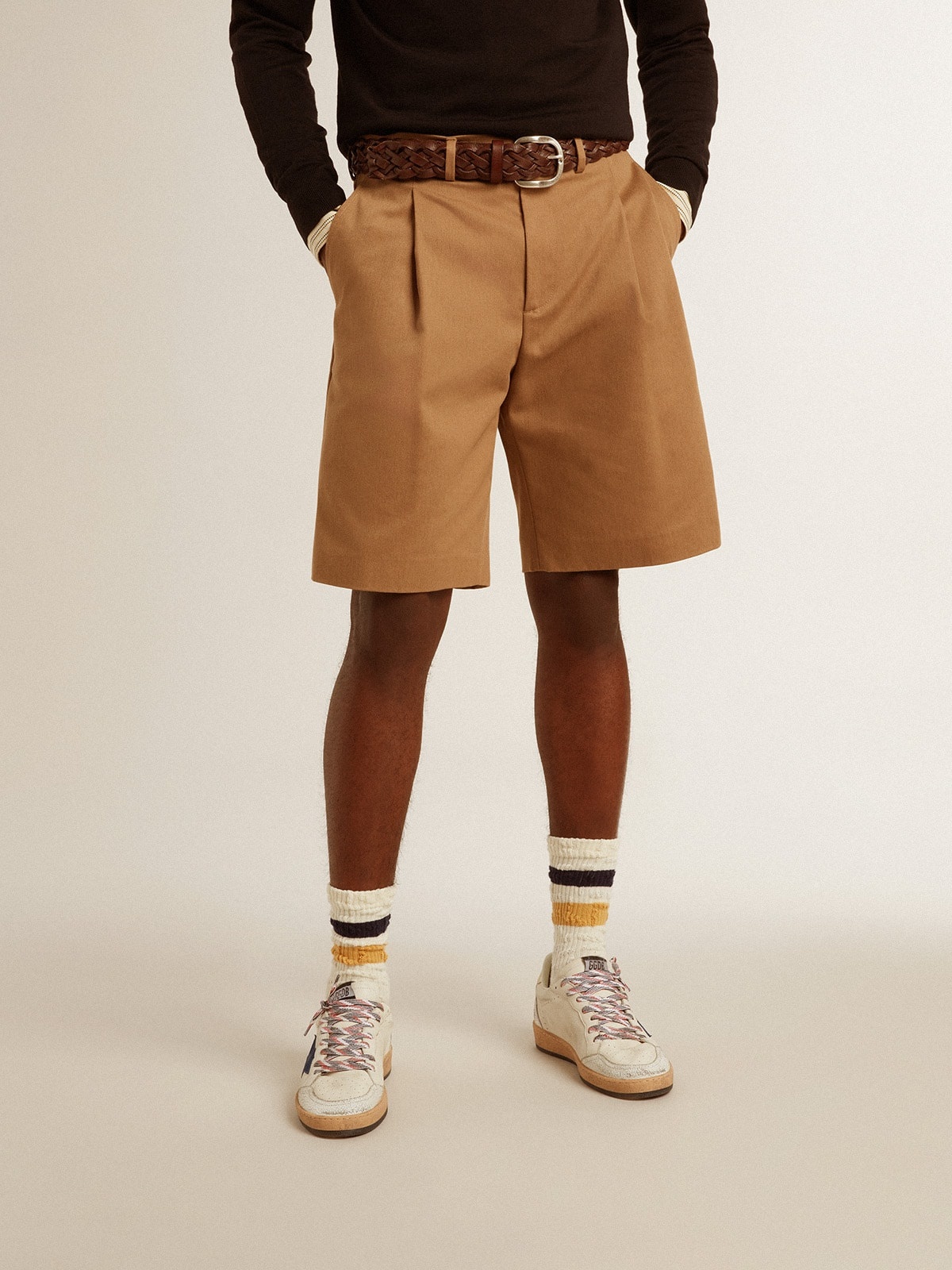 Men's Bermuda shorts in beige cotton - 3