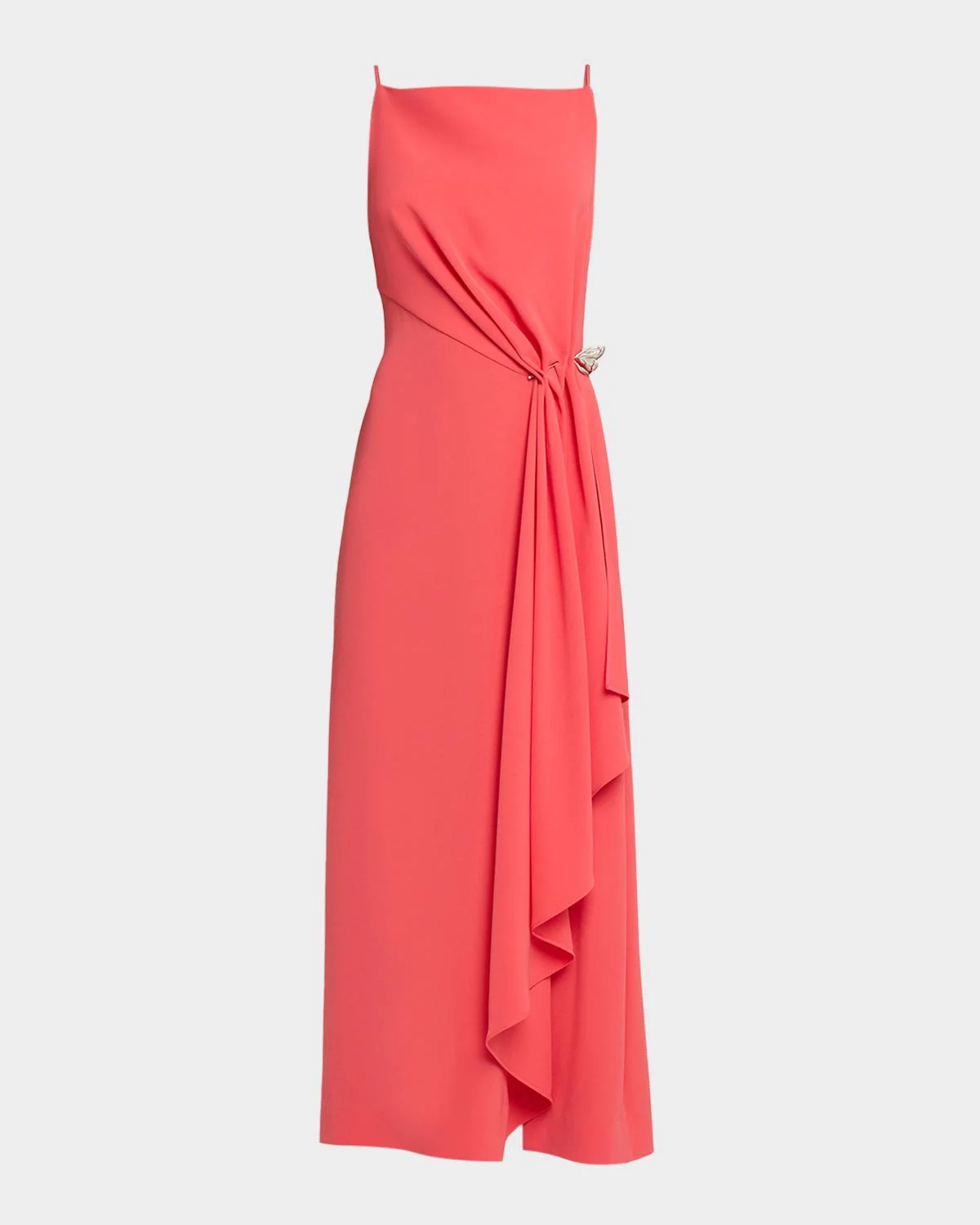 Fluid Crepe Pin Draped Midi Dress - 1