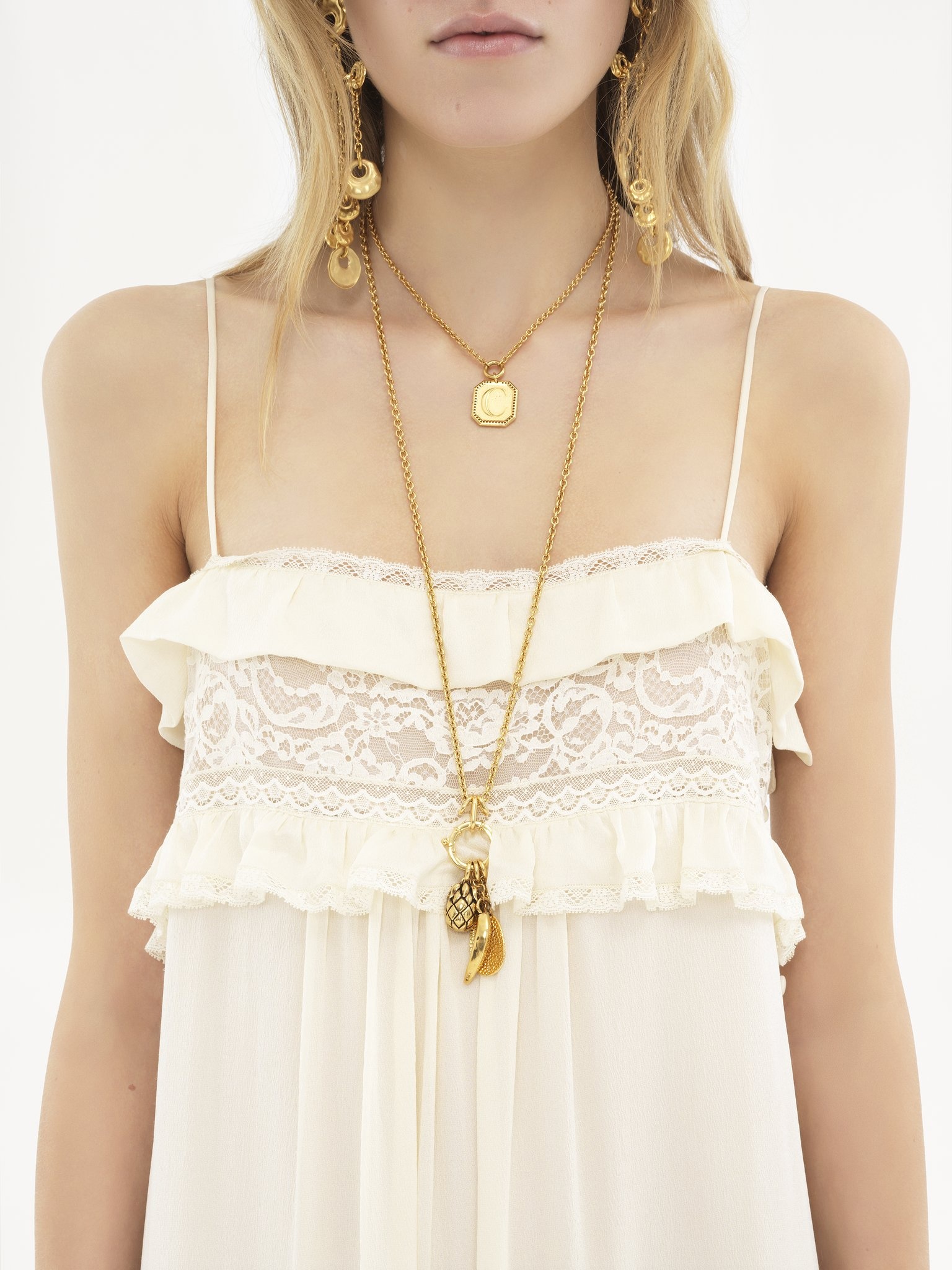 SLEEVELESS LONG DRESS IN SILK CHARMEUSE - 7