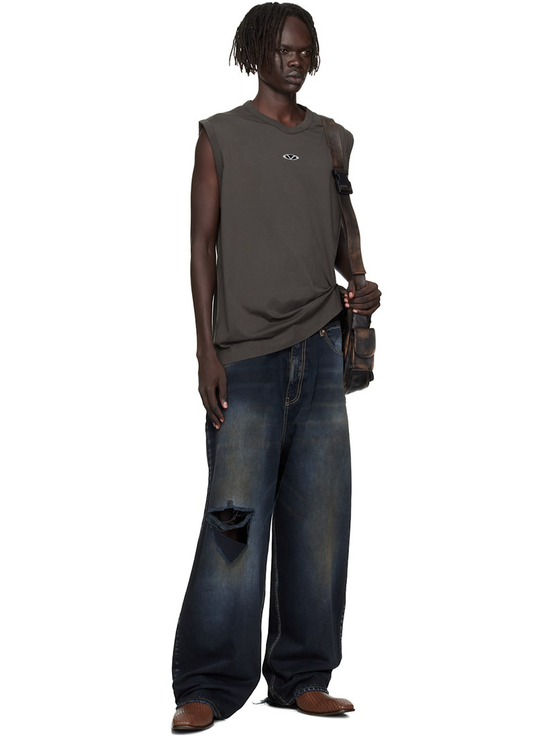 VETEMENTS Brown Oval Logo Jersey Tank Top outlook