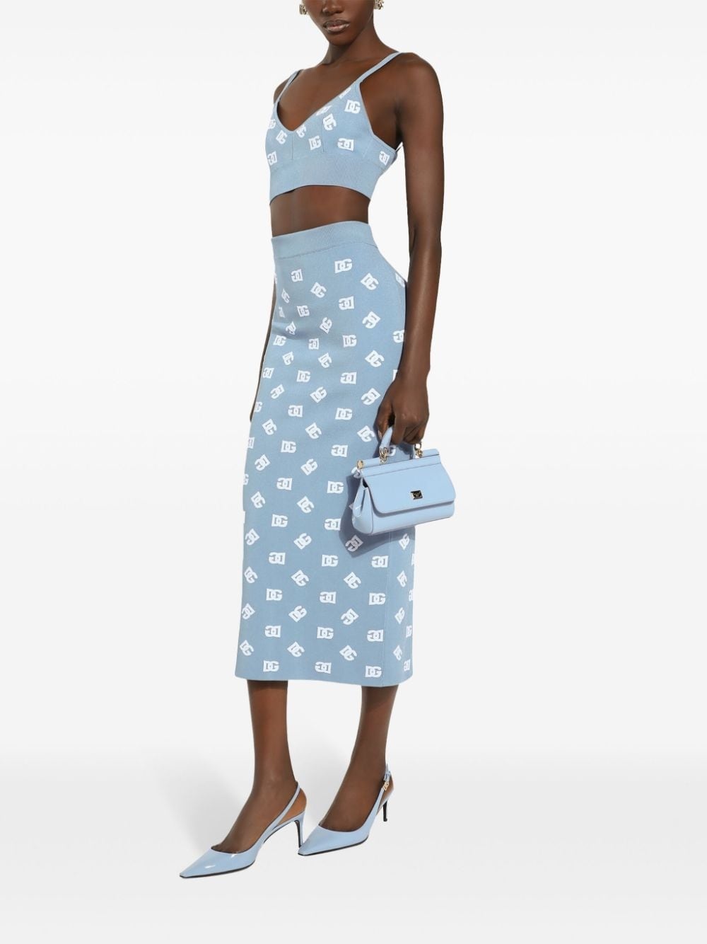 logo-print straight skirt - 3