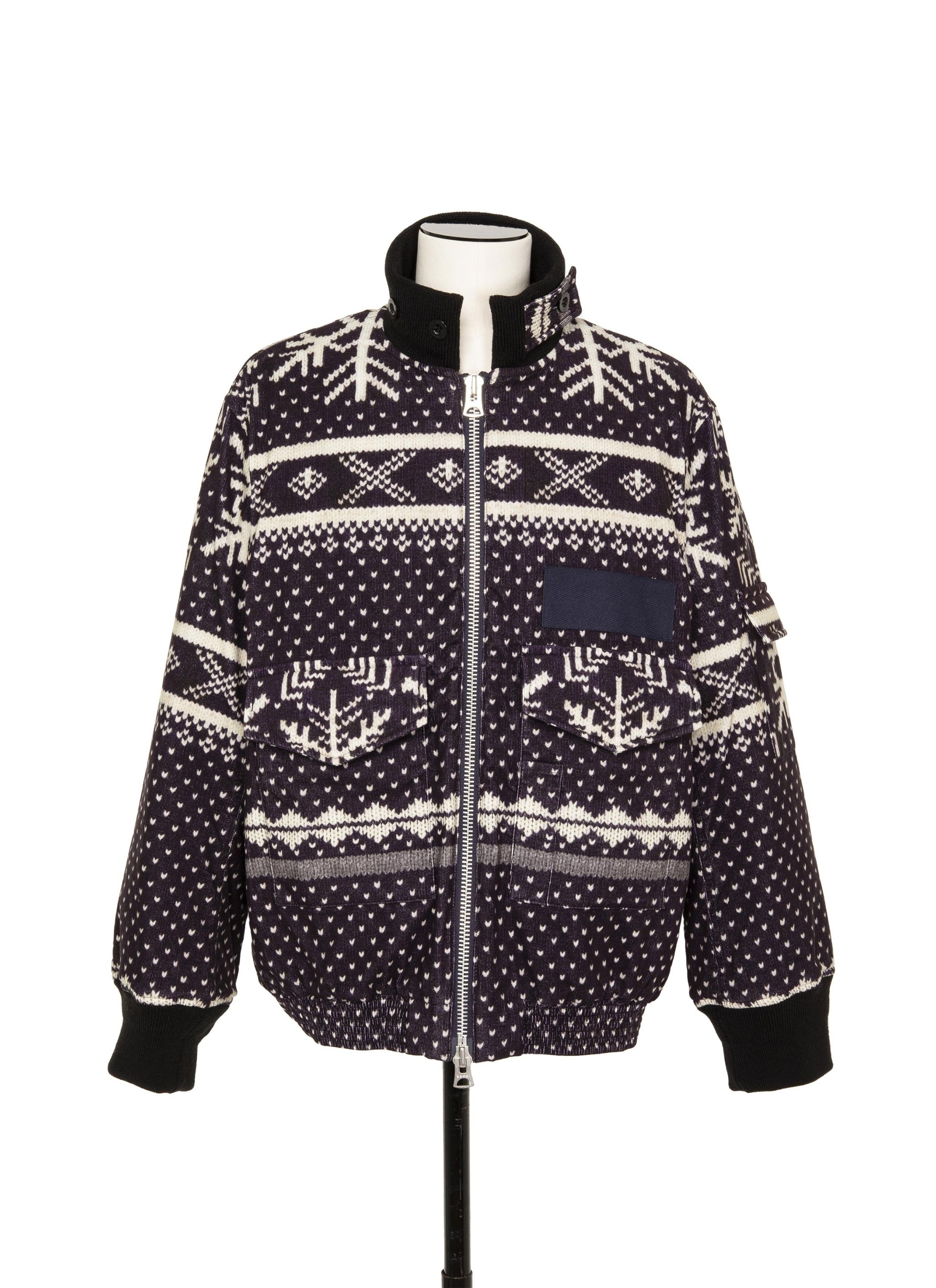Pattern Knit Print Blouson - 1