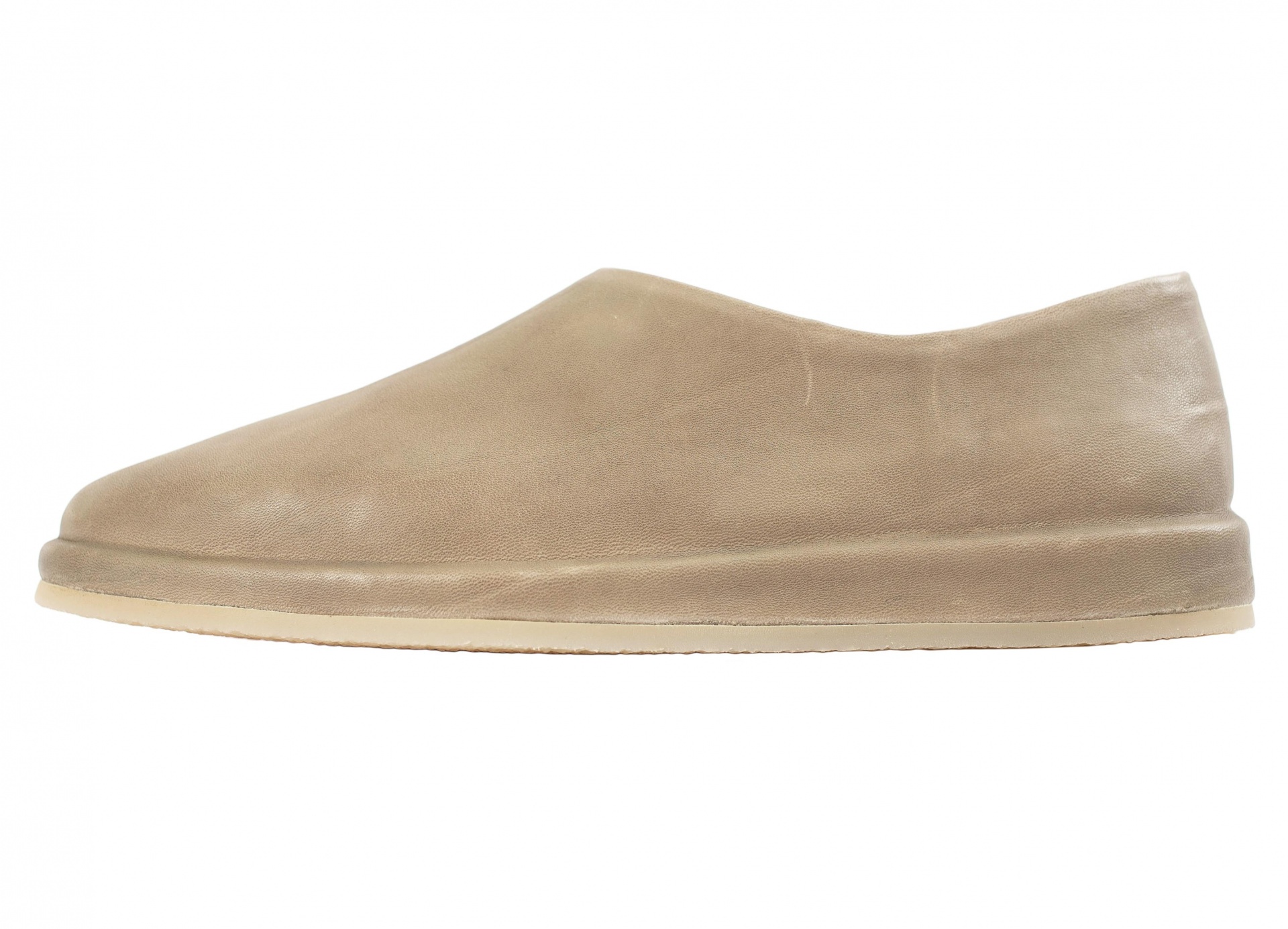 OLIVE LEATHER SLIPPERS - 1