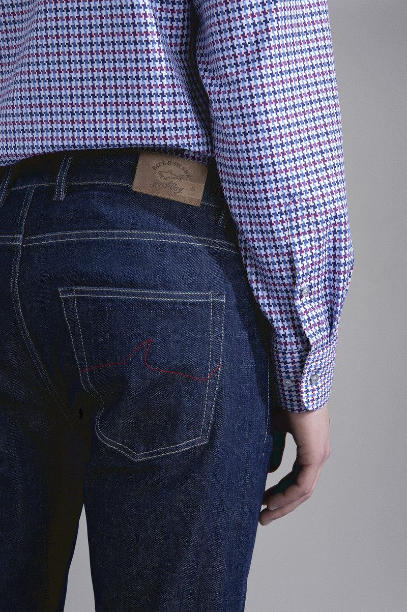 RED RIVET STRETCH COTTON JEANS 4