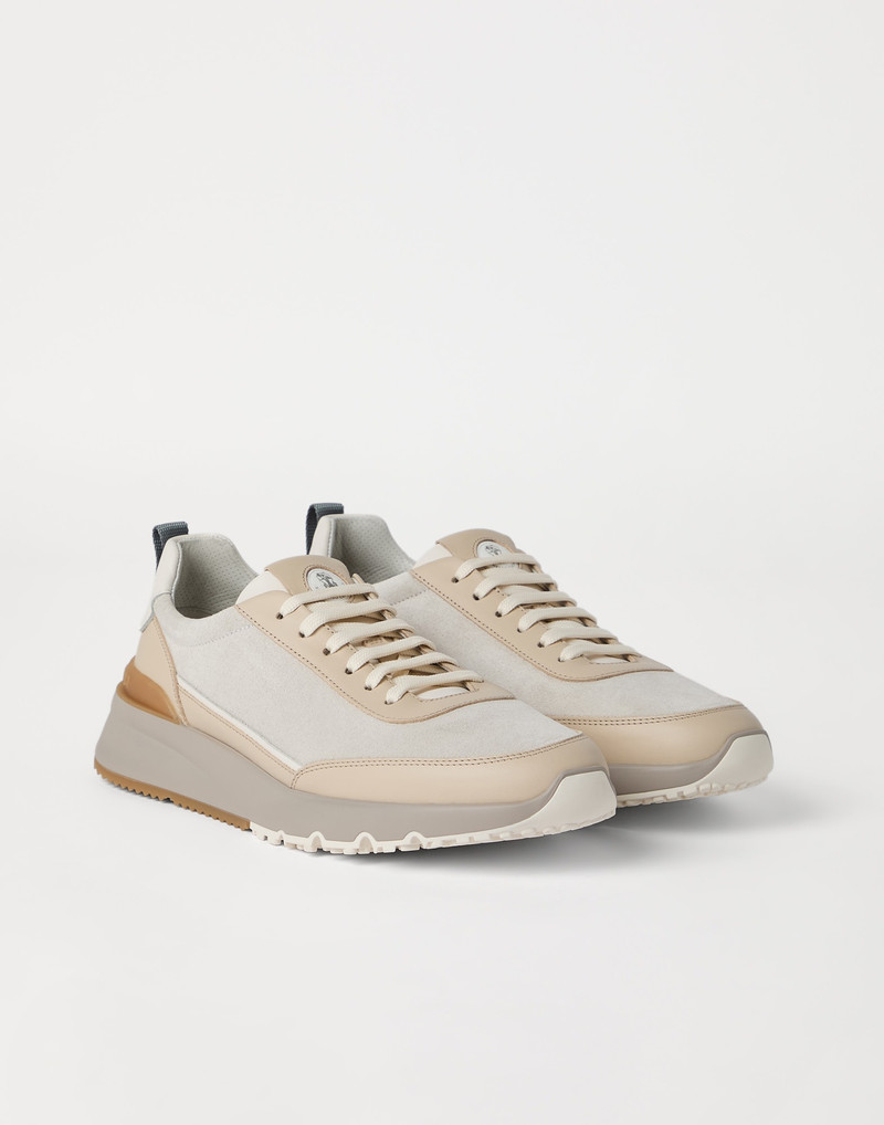 Washed suede and semi-polished calfskin runners 1