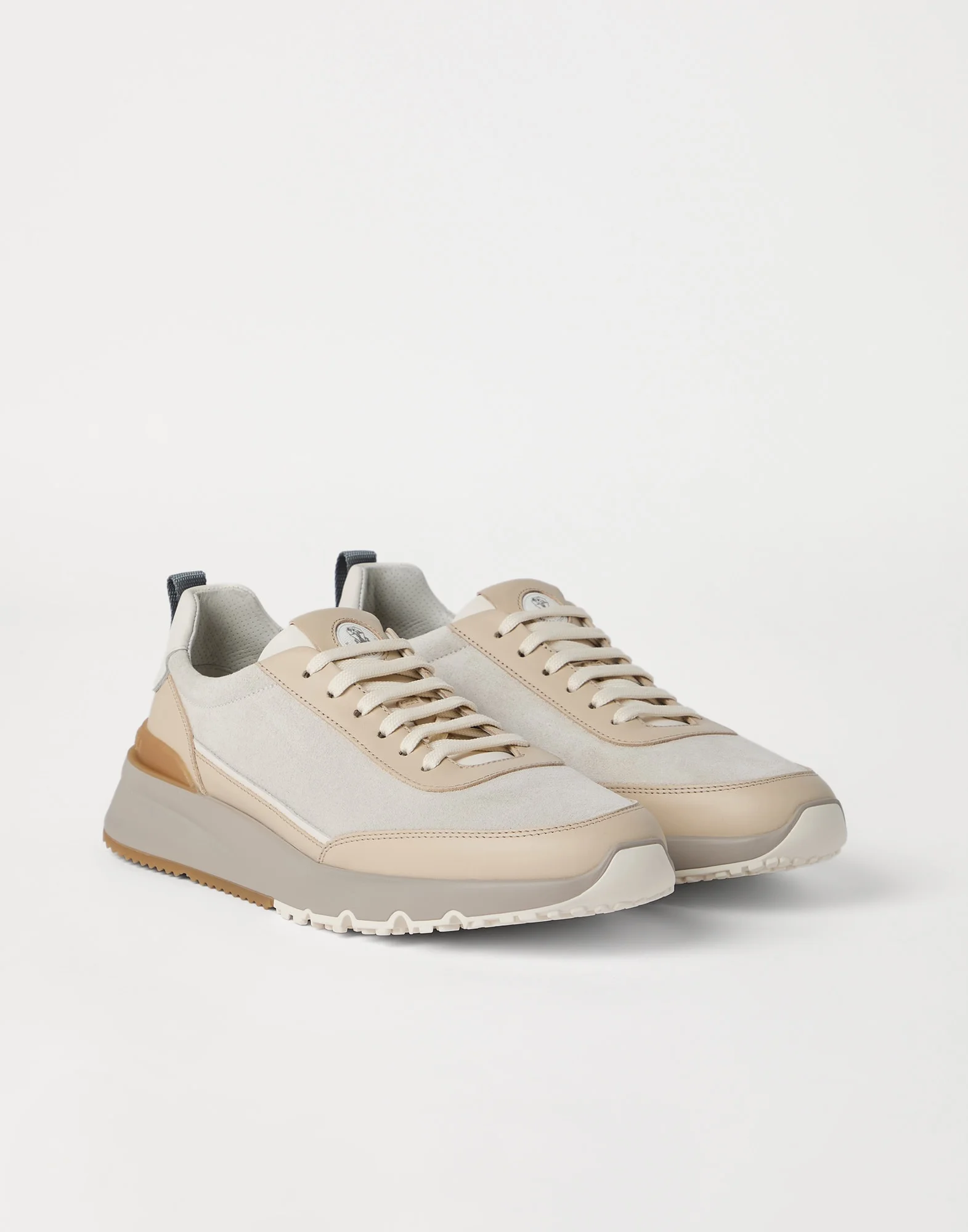 Washed suede and semi-polished calfskin runners - 1
