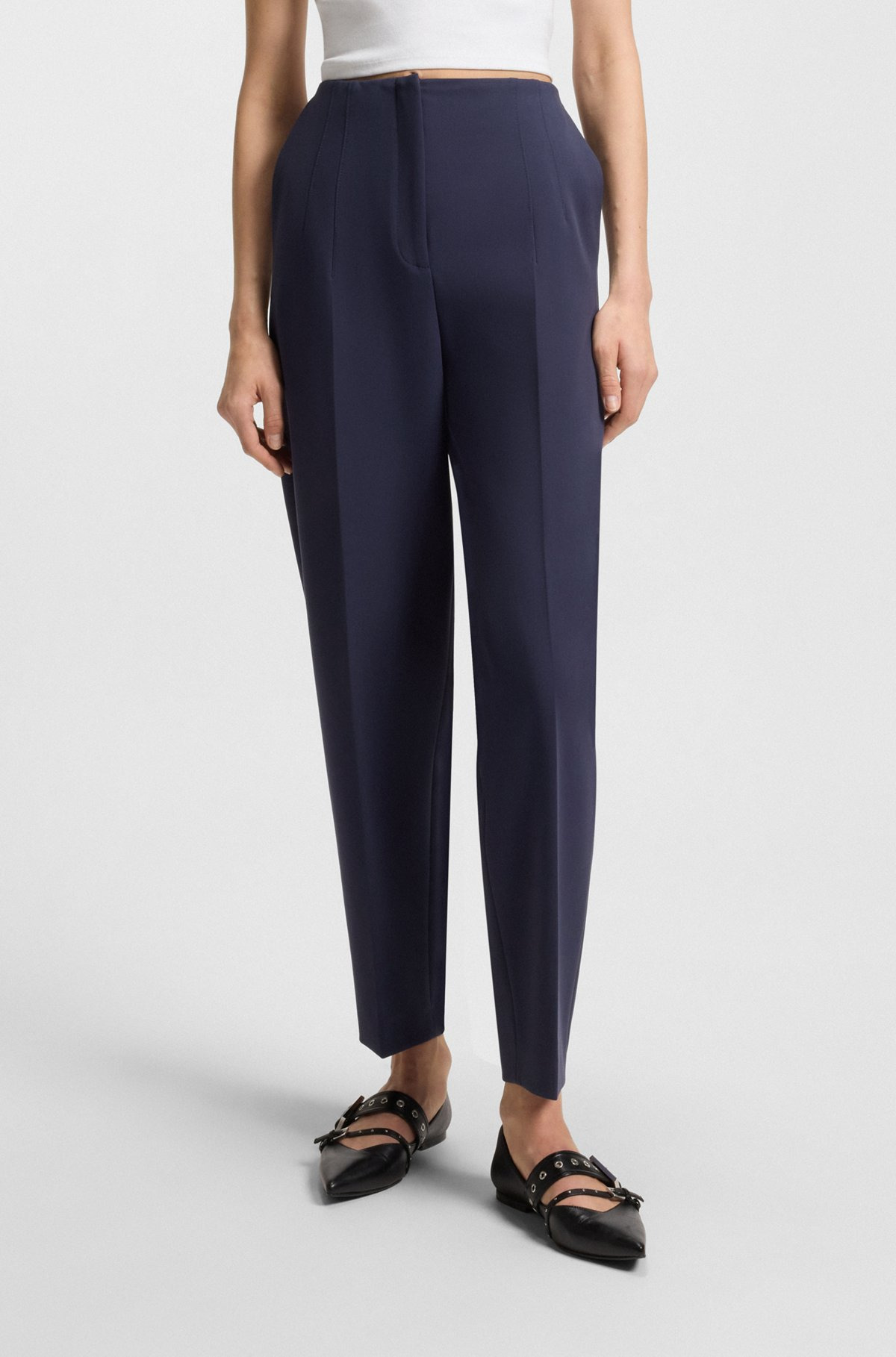 REGULAR-FIT PANTS WITH WIDE LEG IN STRETCH FABRIC - 2