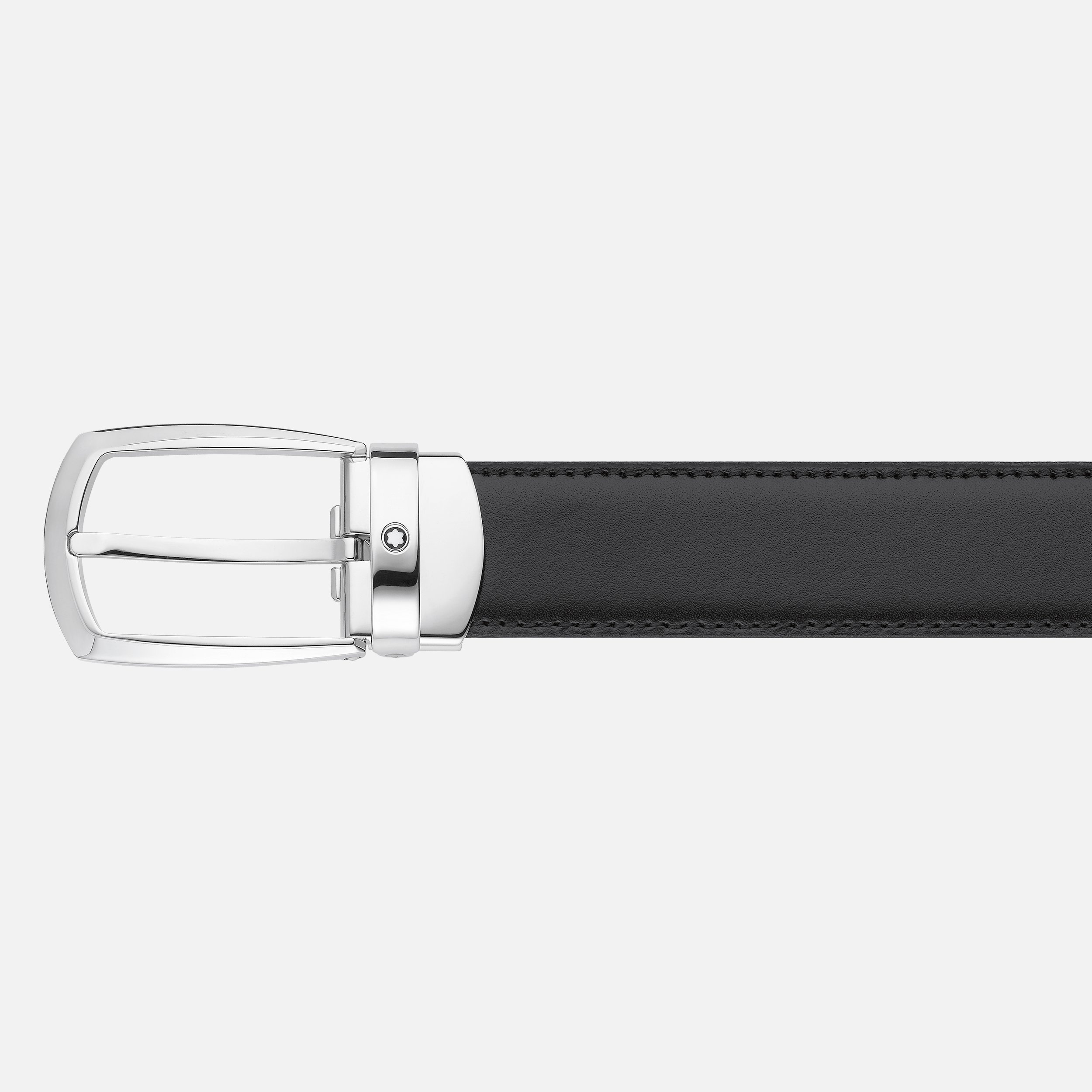 Horseshoe buckle black/brown 30 mm reversible leather belt - 1