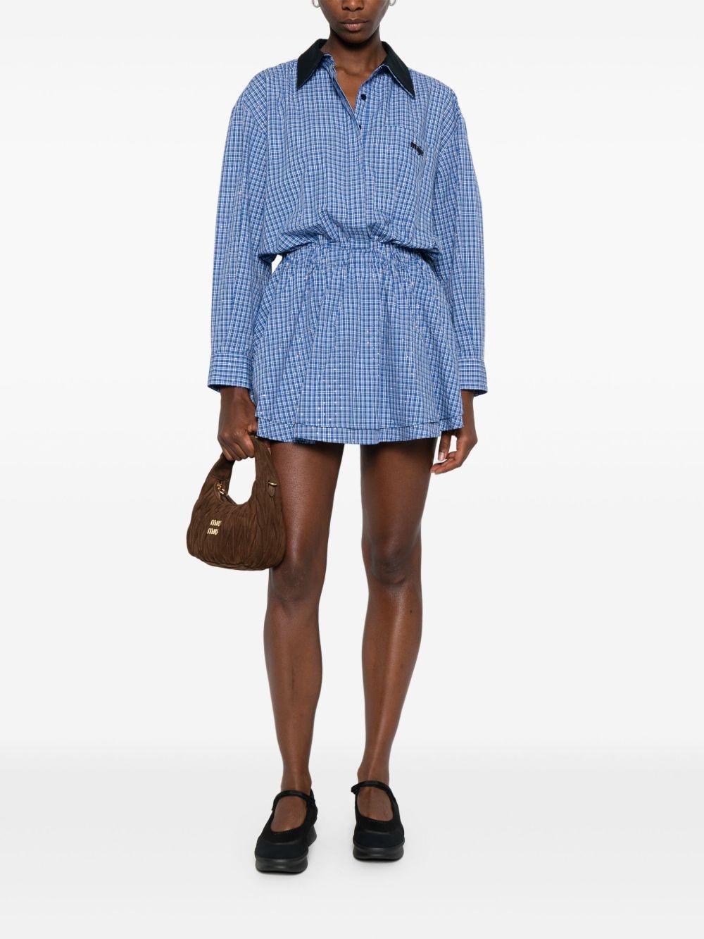 rhinestone-embellished checked mini dress - 2