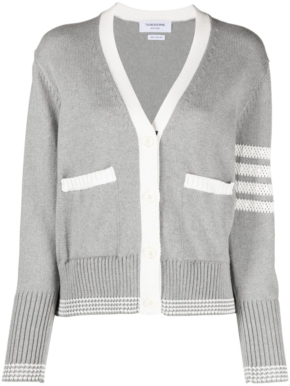 4-Bar V-neck cotton cardigan - 1