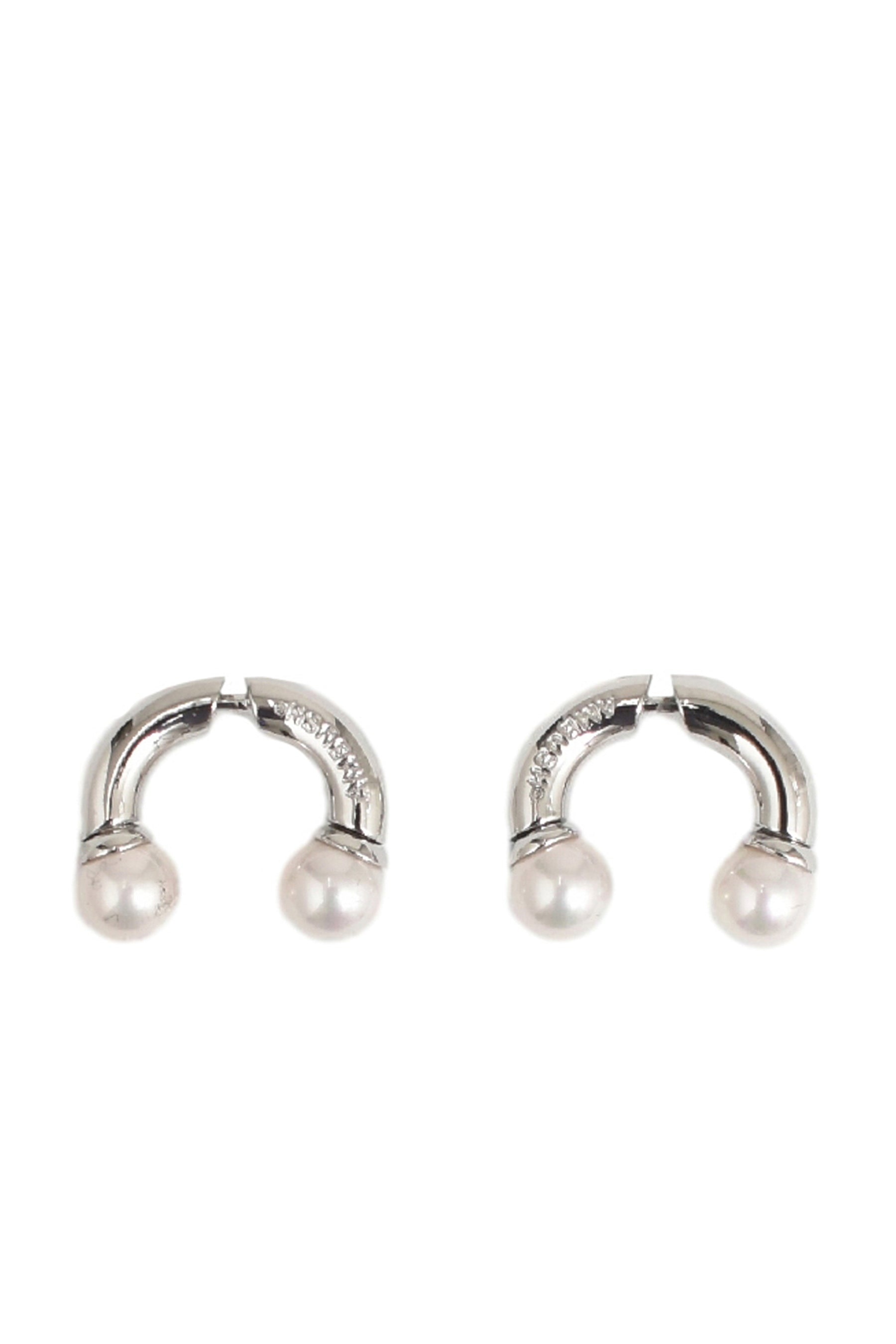 SMALL PEARL BARBELL EARRINGS / SIL - 1