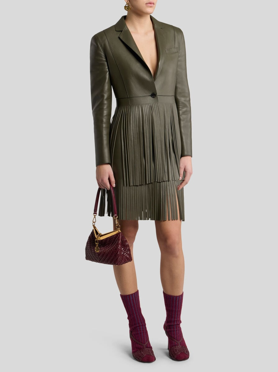 LEATHER SKIRT WITH FRINGING - 4