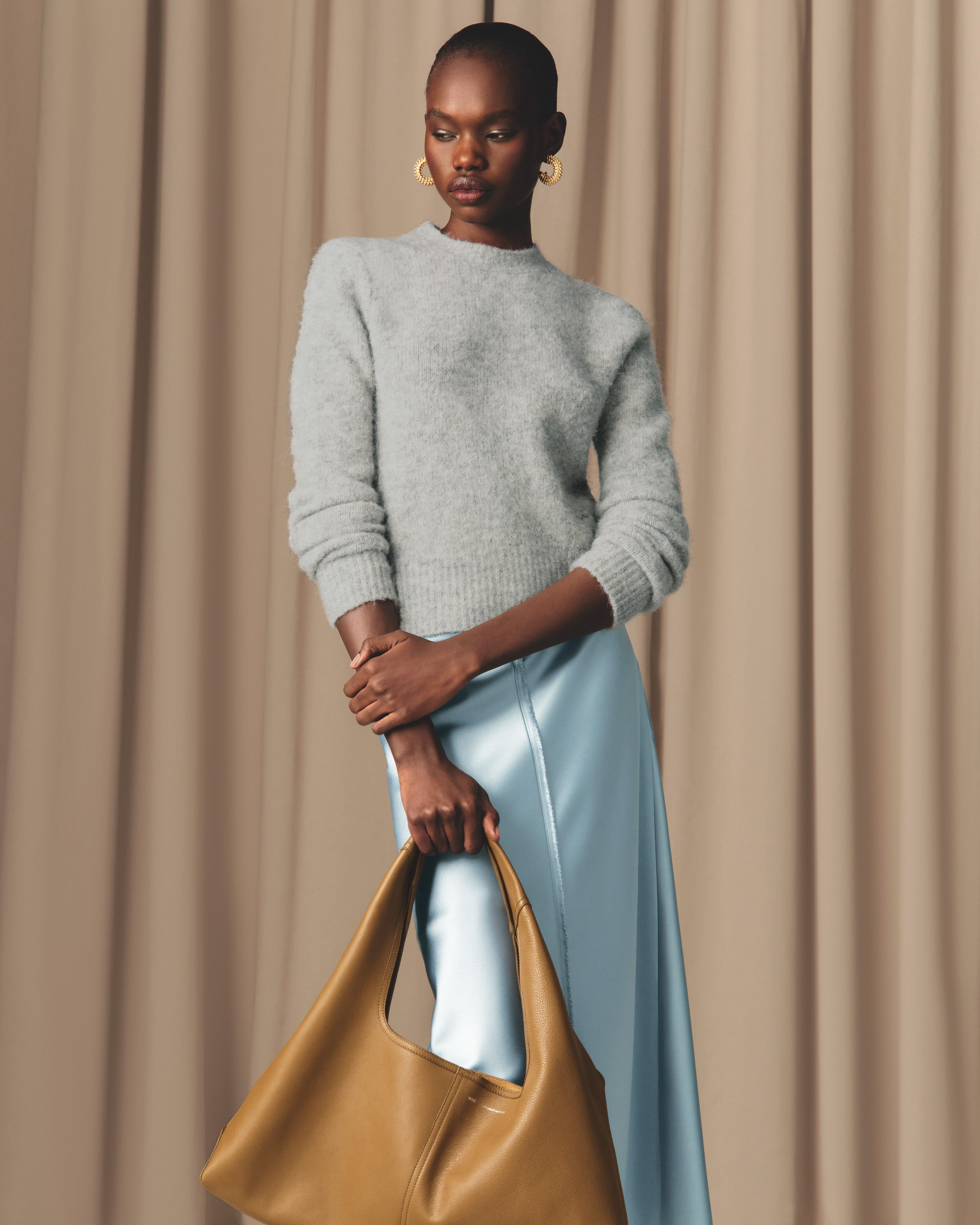BLUE RAW EDGES DETAILS MIDI SKIRT - 7