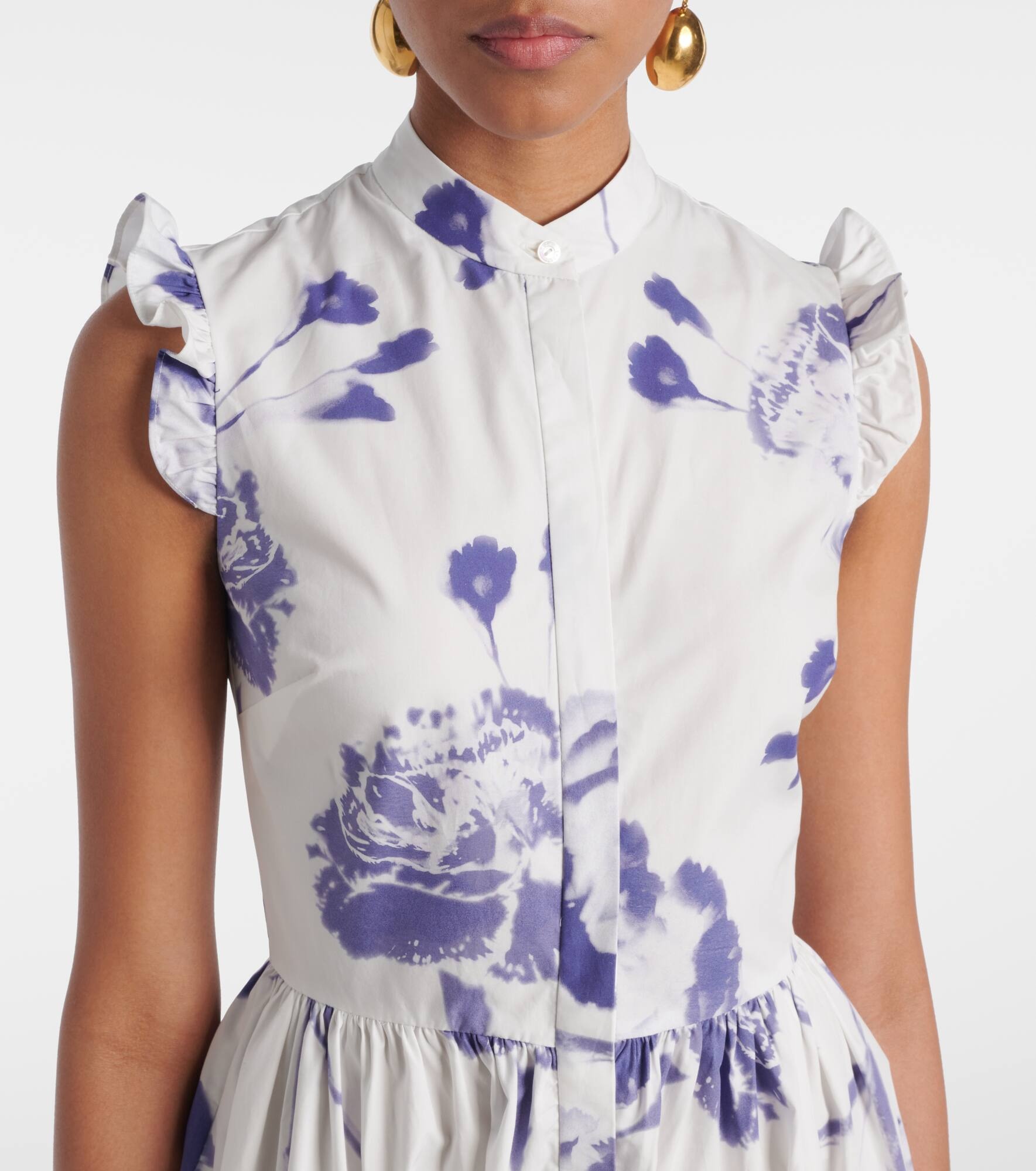 Floral cotton poplin midi dress - 4