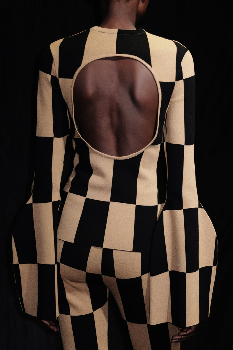 KNIT CHECK TOP BROWN BLACK 7