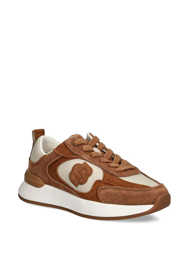 BOSS suede-leather monogram sneakers outlook