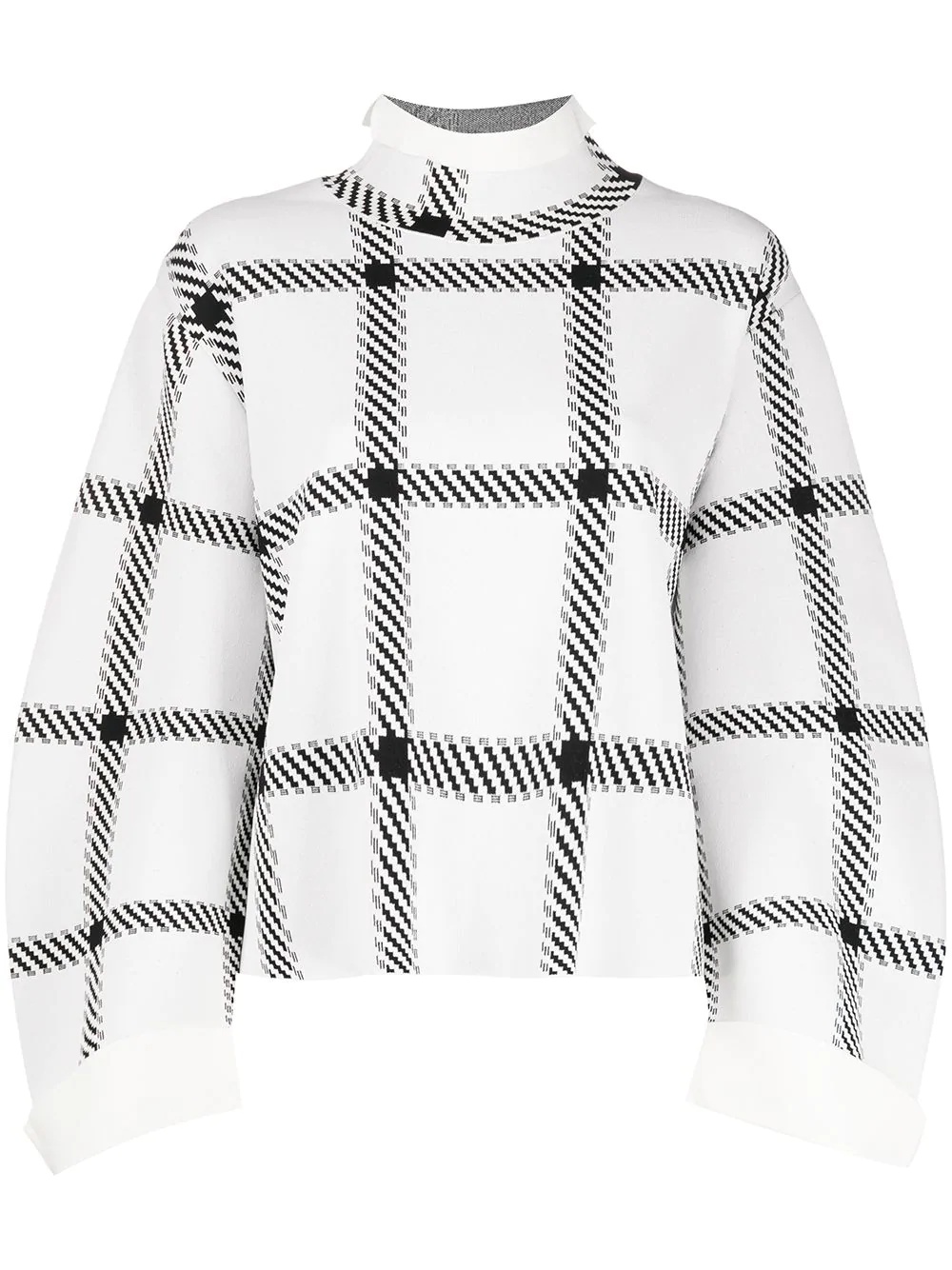 checked high-neck jumper - 1