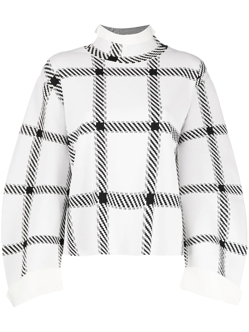checked high-neck jumper 1