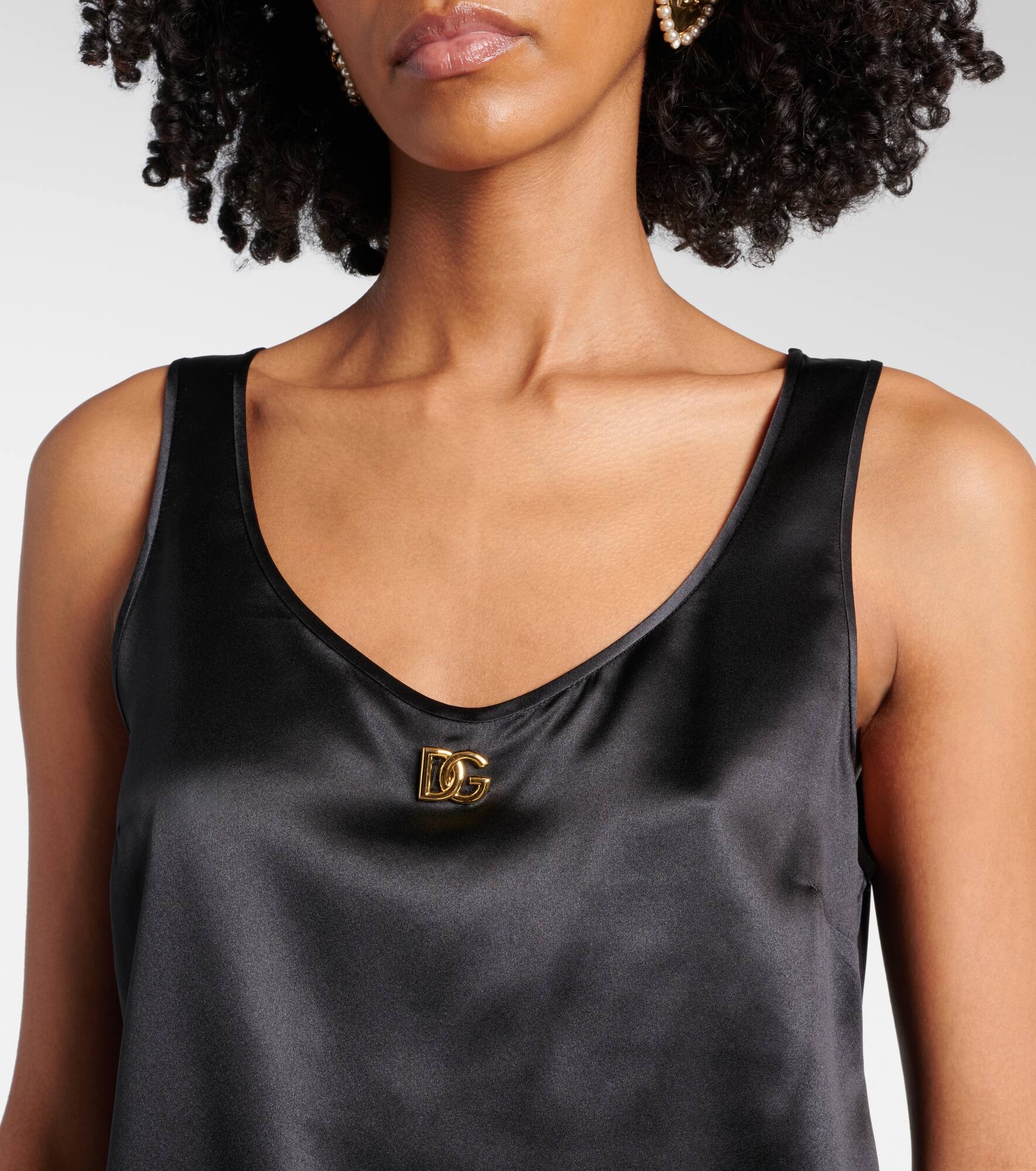 DG silk-blend satin tank top - 4
