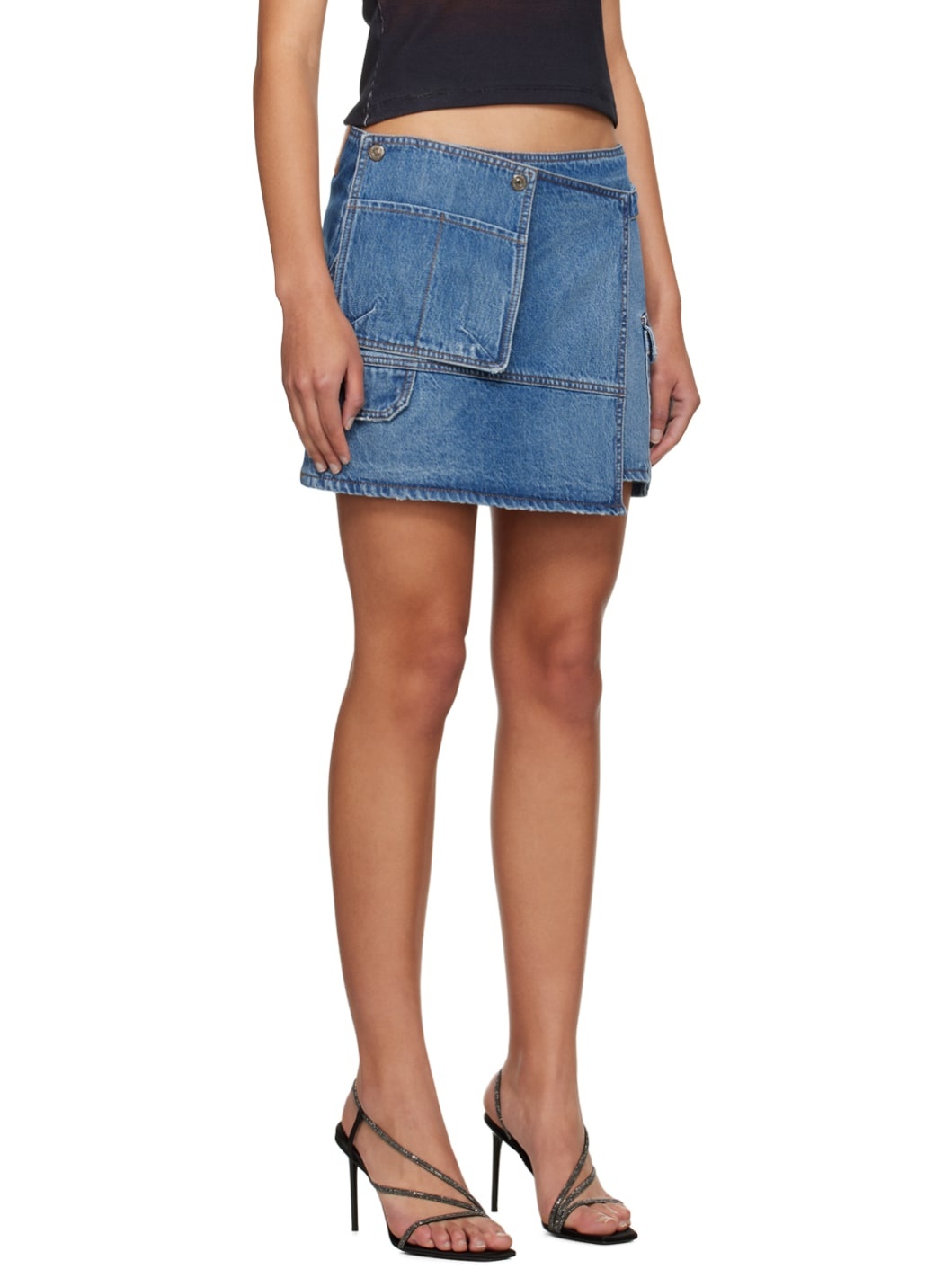 Blue Cargo Denim Miniskirt - 2