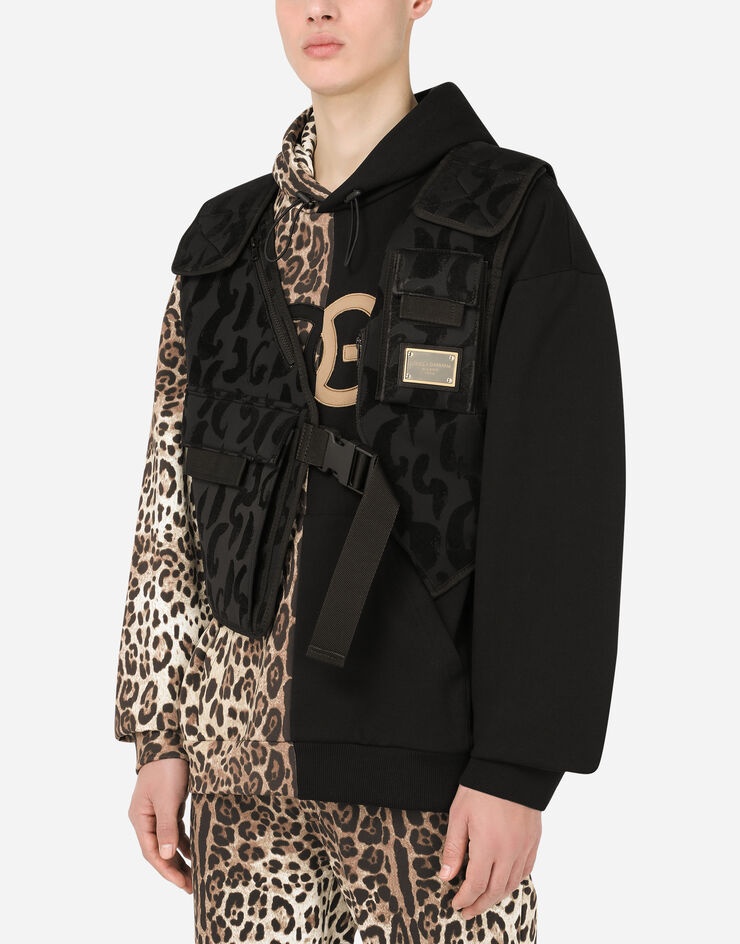 Flocked leopard-print vest with patch - 4