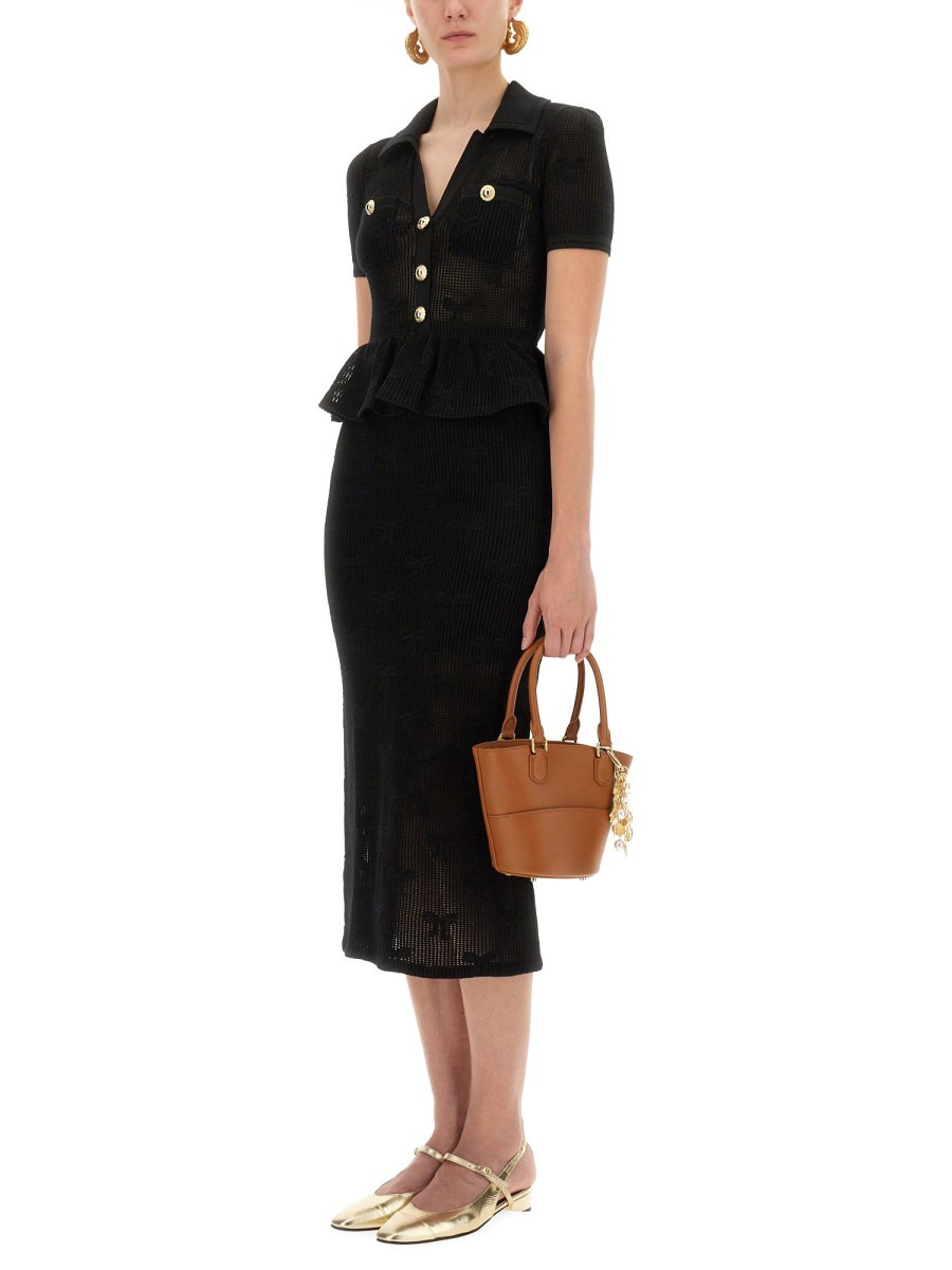 MIDI CROCHET DRESS WITH BOWS - 2