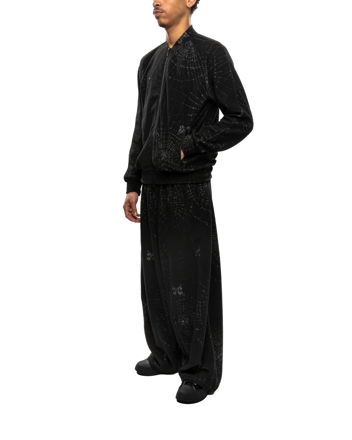 NEEDLES H.D. Track Pant - Pile Jacquard / Spider Web Black