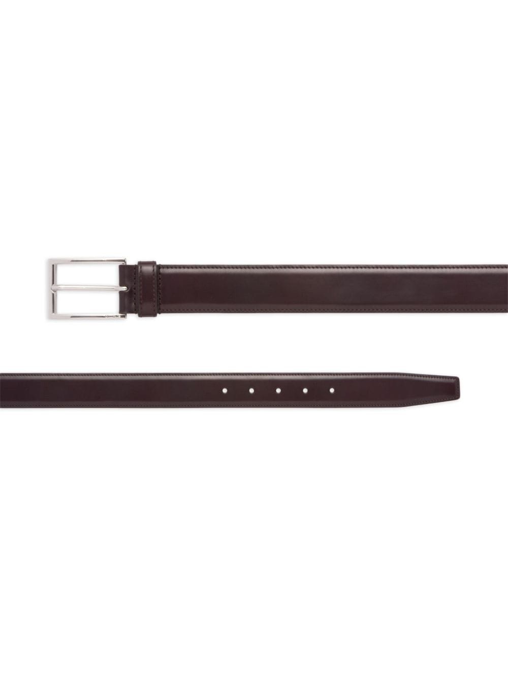 polished buckle-fastening leather belt - 2