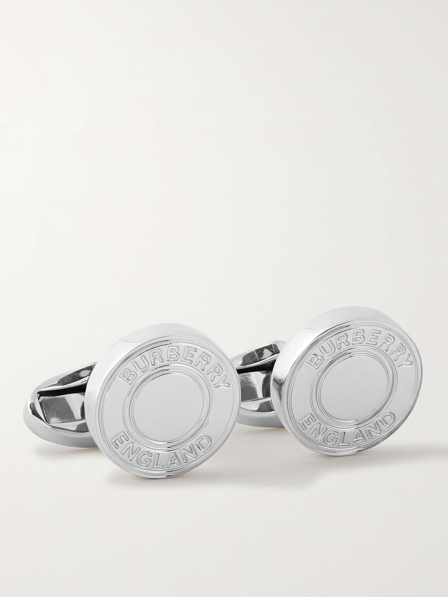 Logo-Engraved Palladium-Plated Cufflinks - 1