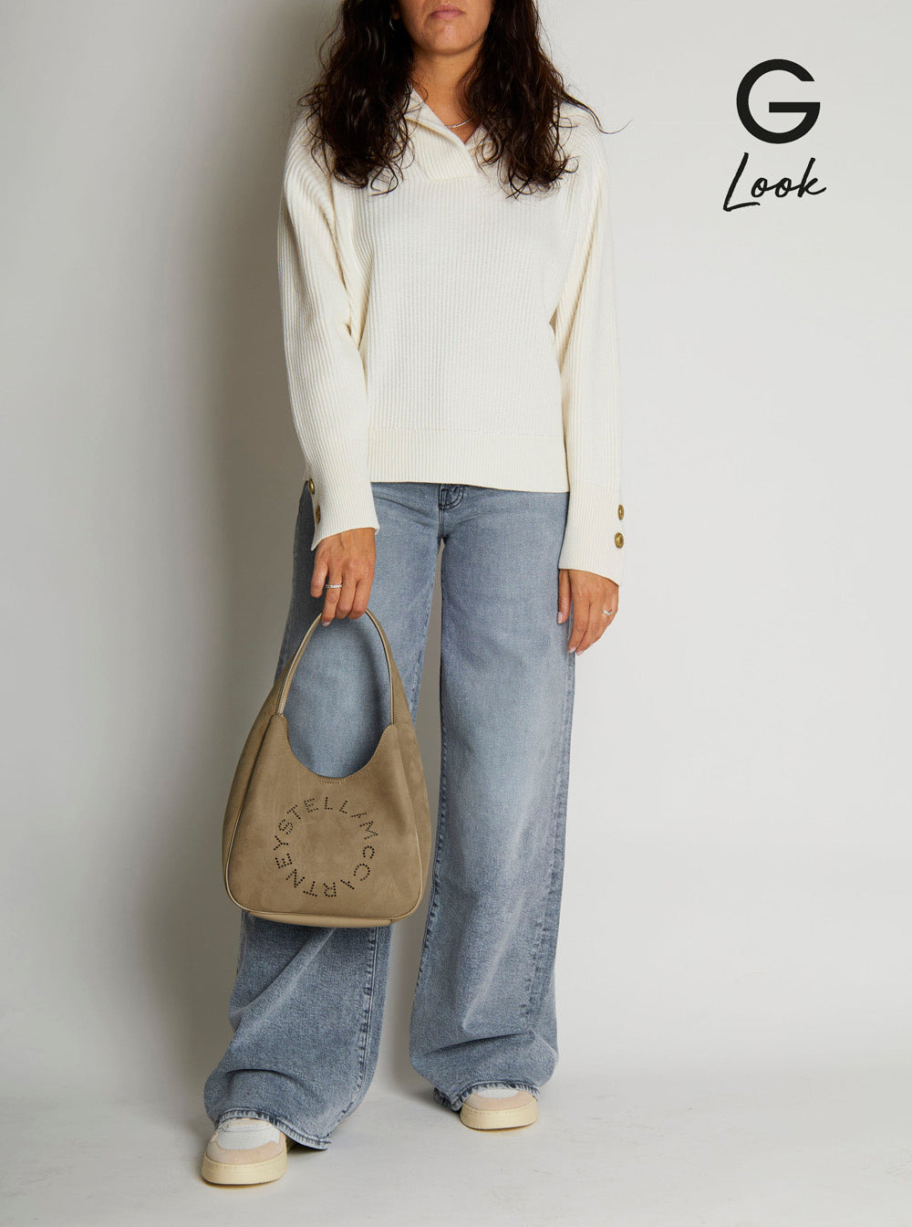 Stella Mccartney Women Logo Small Hobo Bag Alter Suede W/Piping Details - 6