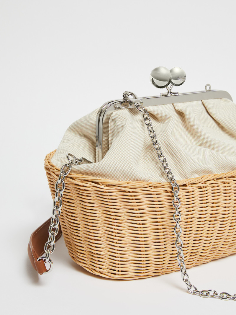 OBLO Medium Pasticcino Bag in canvas and rattan 4