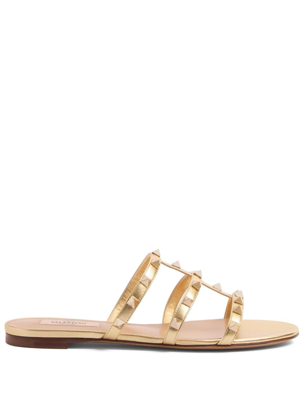 Rockstud leather flat sandals - 1