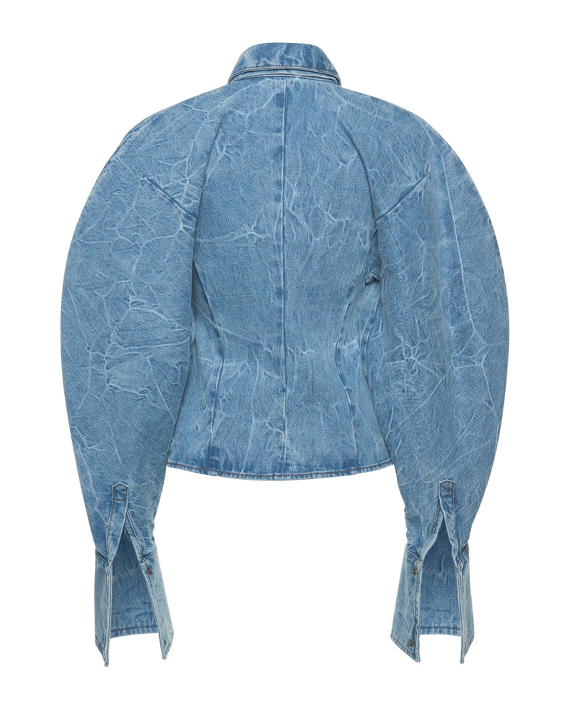 PUFF SLEEVE SHIRT INDIGO ACID WASH 12