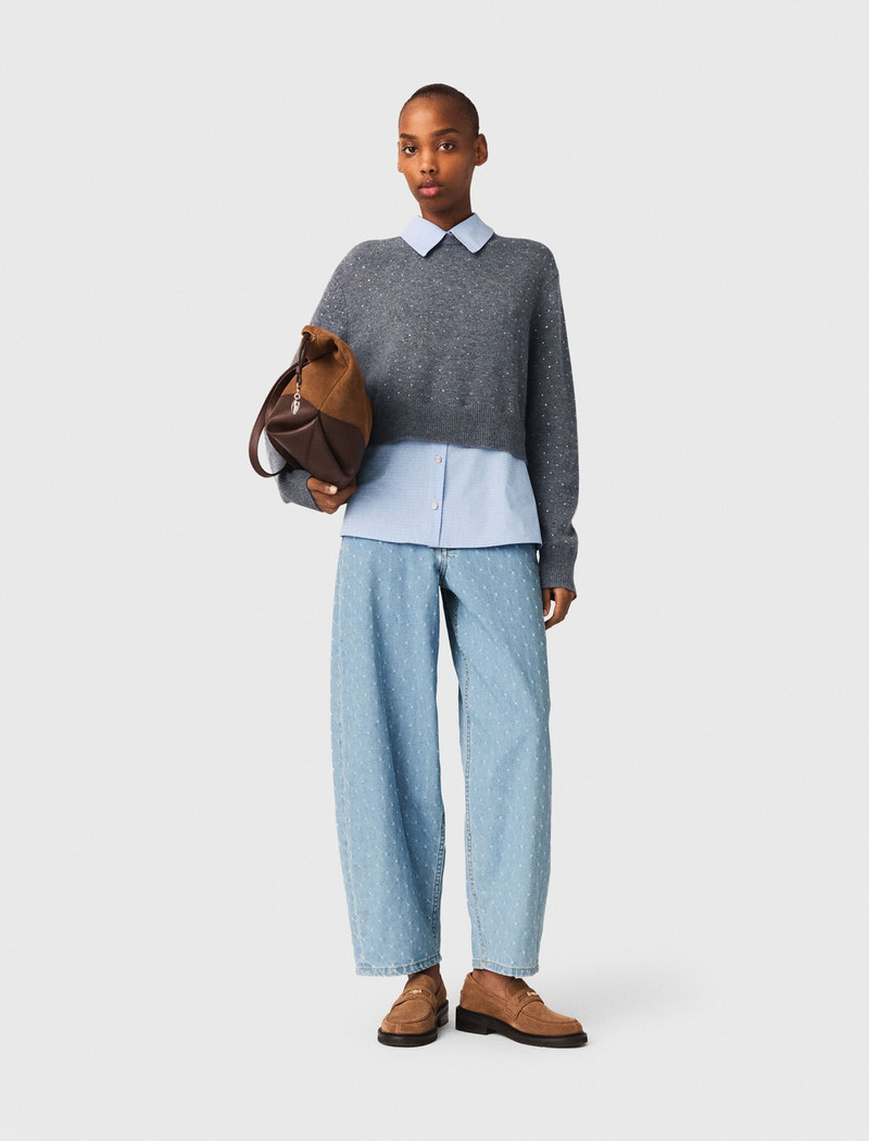 maje Removable rhinestone trim jumper outlook